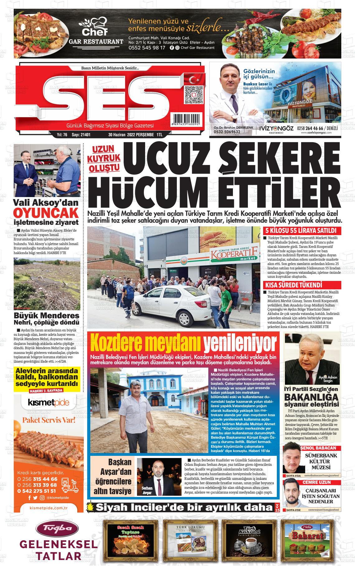 02 Temmuz 2022 Aydın SES Gazete Manşeti