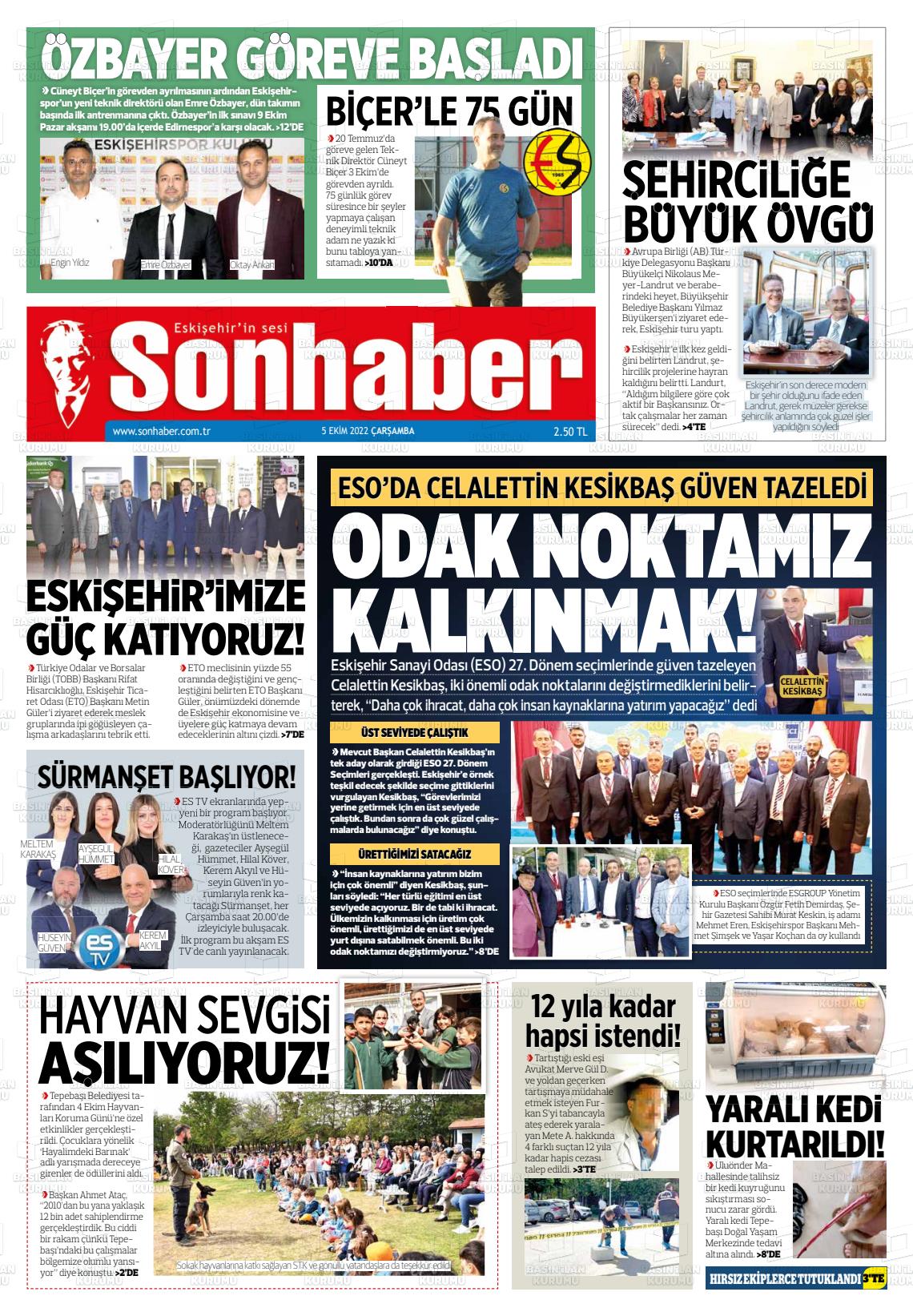 05 Ekim 2022 Eskişehir Son Haber Gazete Manşeti