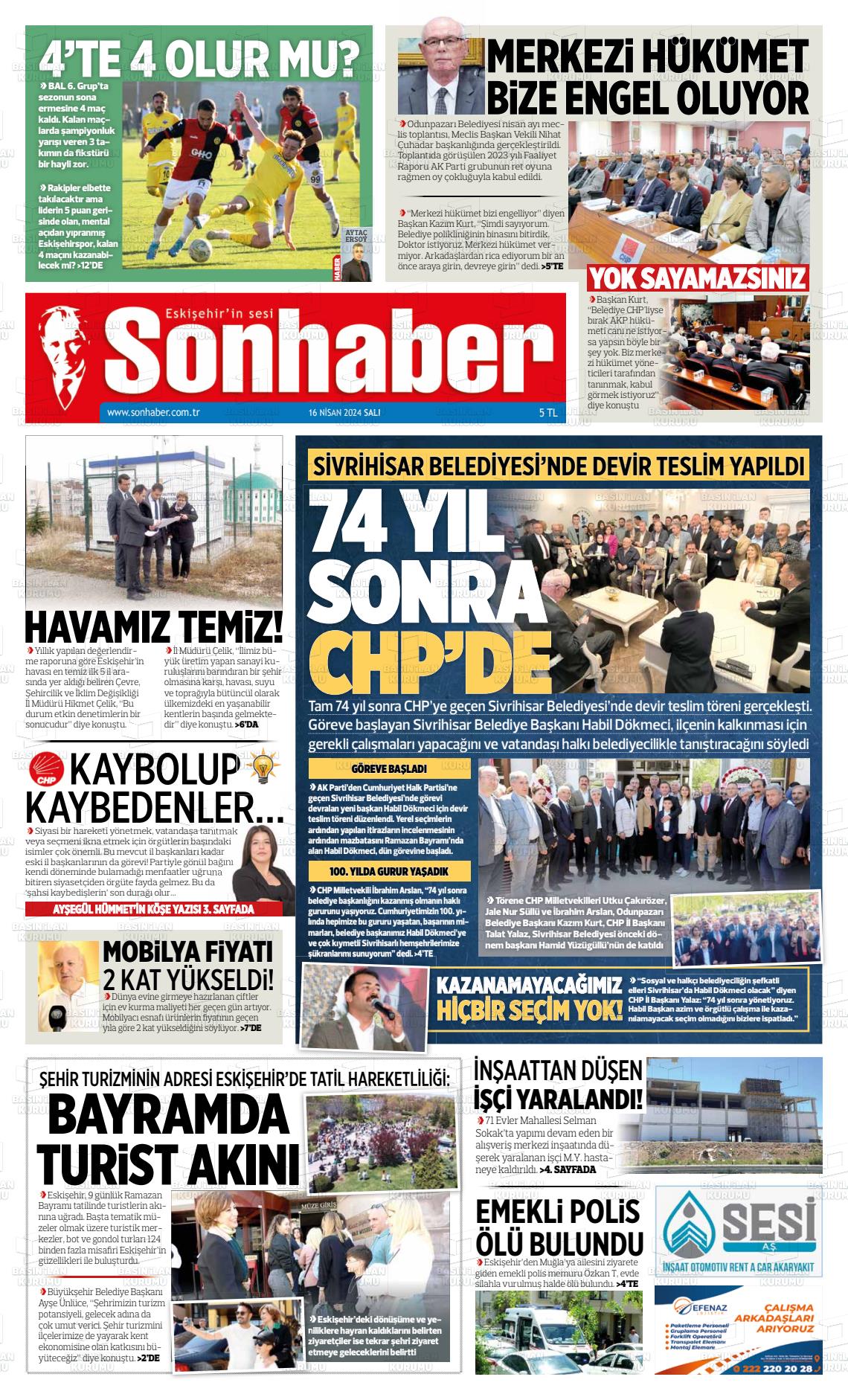 18 Nisan 2024 Eskişehir Son Haber Gazete Manşeti