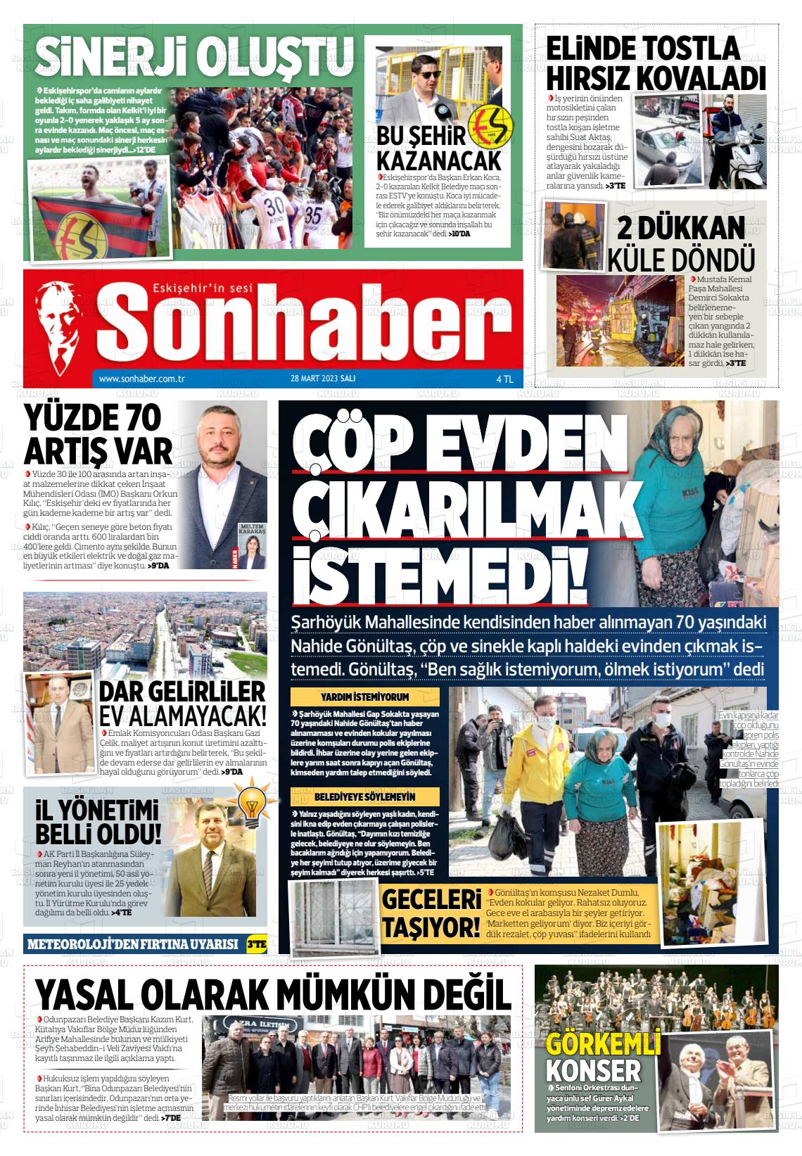 28 Mart 2023 Eskişehir Son Haber Gazete Manşeti