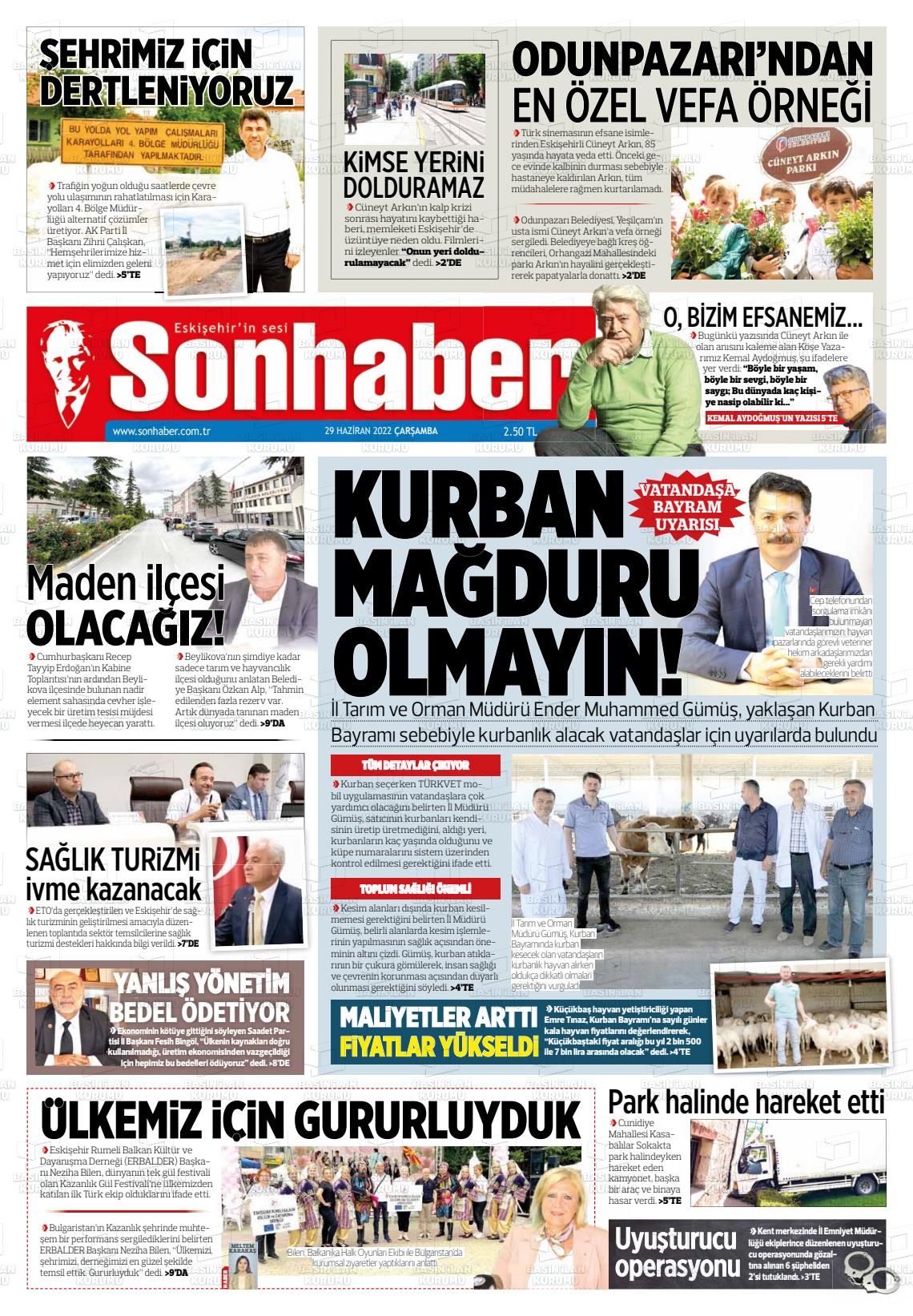 29 Haziran 2022 Eskişehir Son Haber Gazete Manşeti