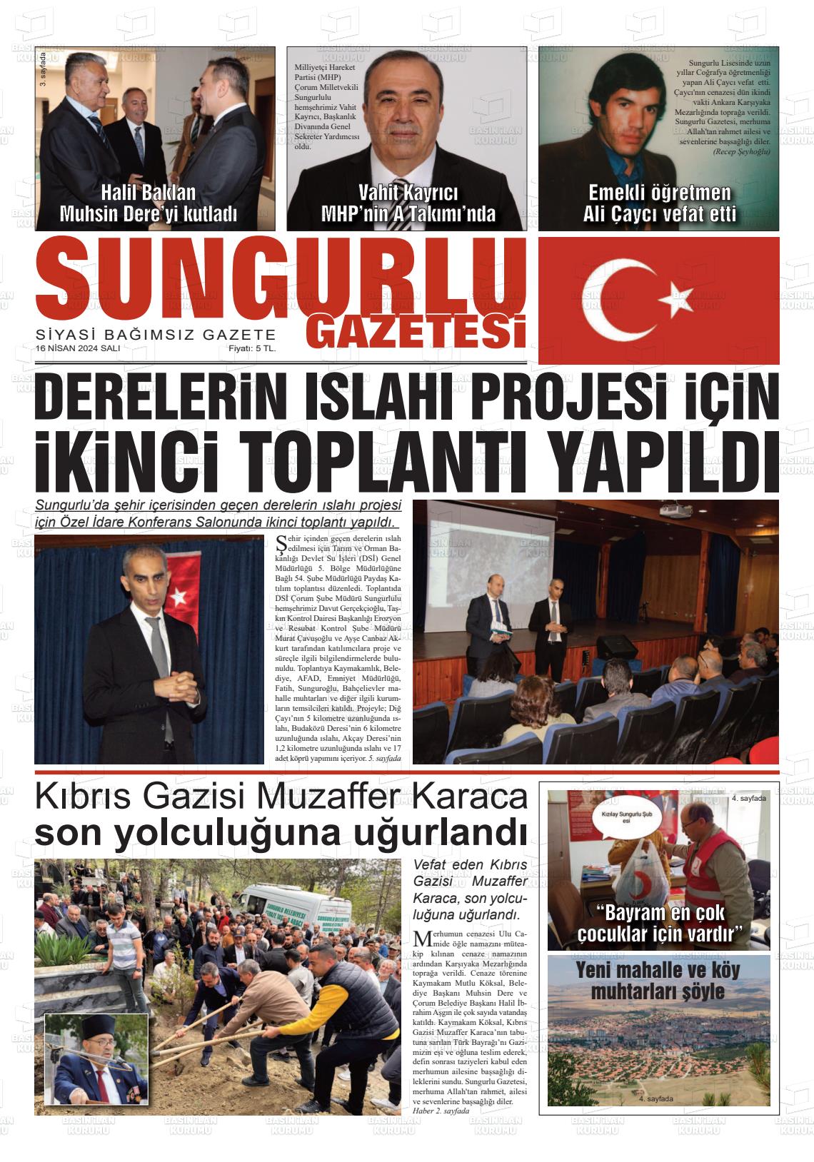 17 Nisan 2024 Sungurlu Gazete Manşeti