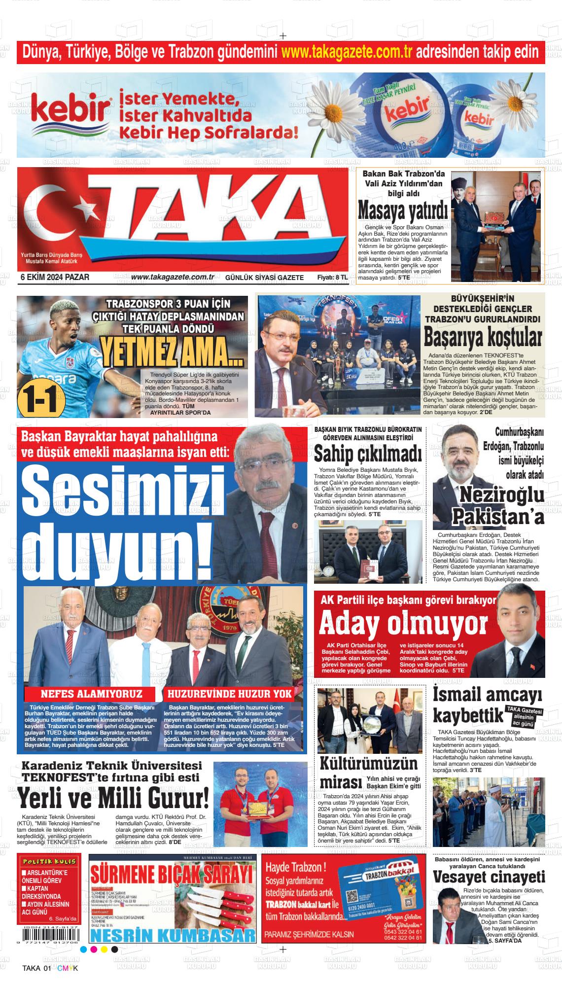 06 Ekim 2024 Taka Gazete Manşeti