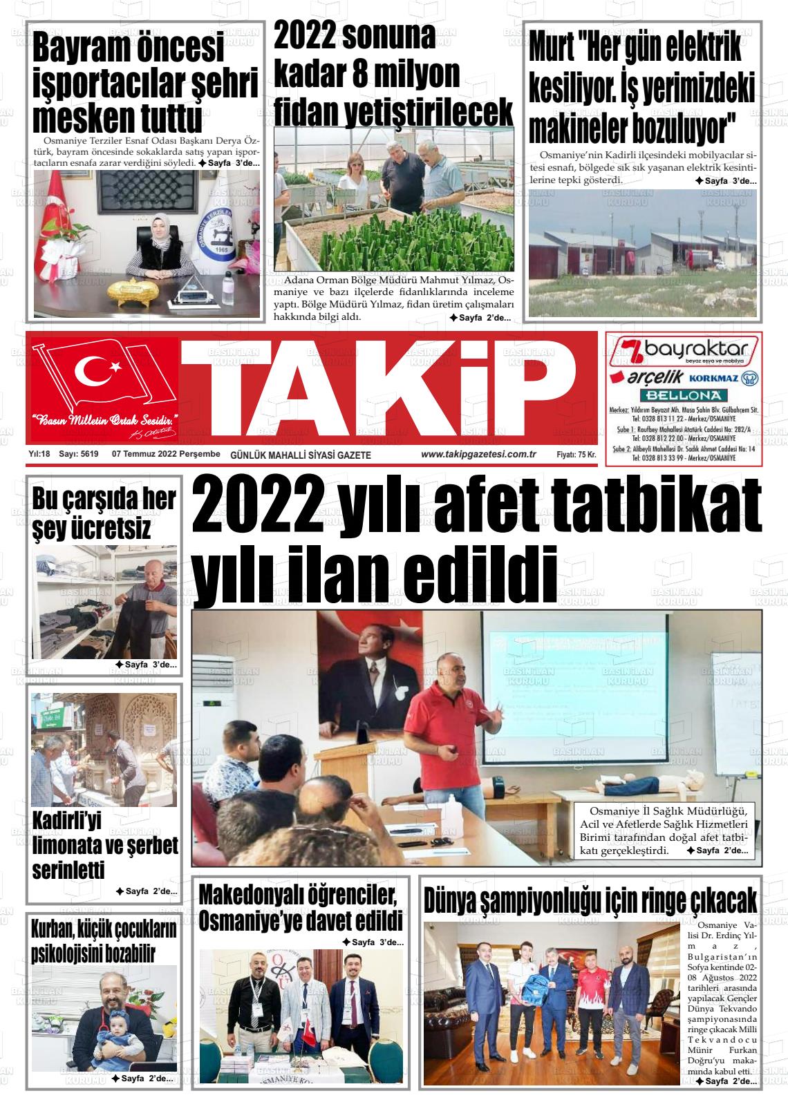 07 Temmuz 2022 Takip Gazete Manşeti