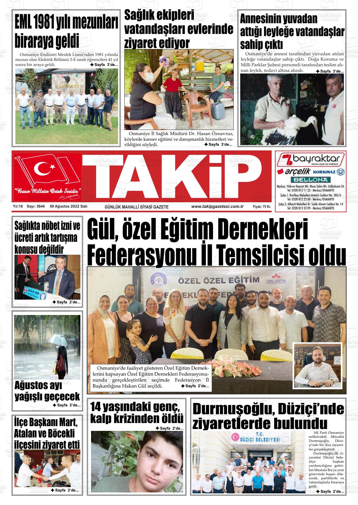 09 Ağustos 2022 Takip Gazete Manşeti