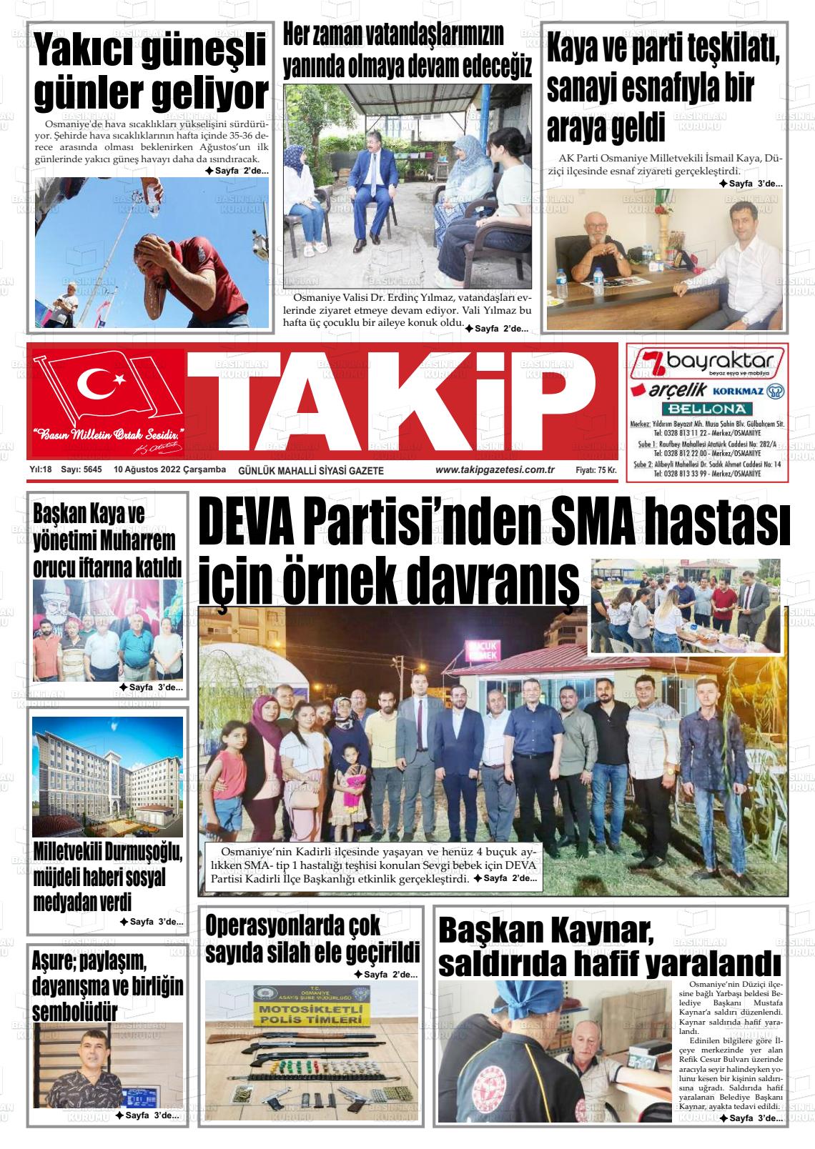10 Ağustos 2022 Takip Gazete Manşeti