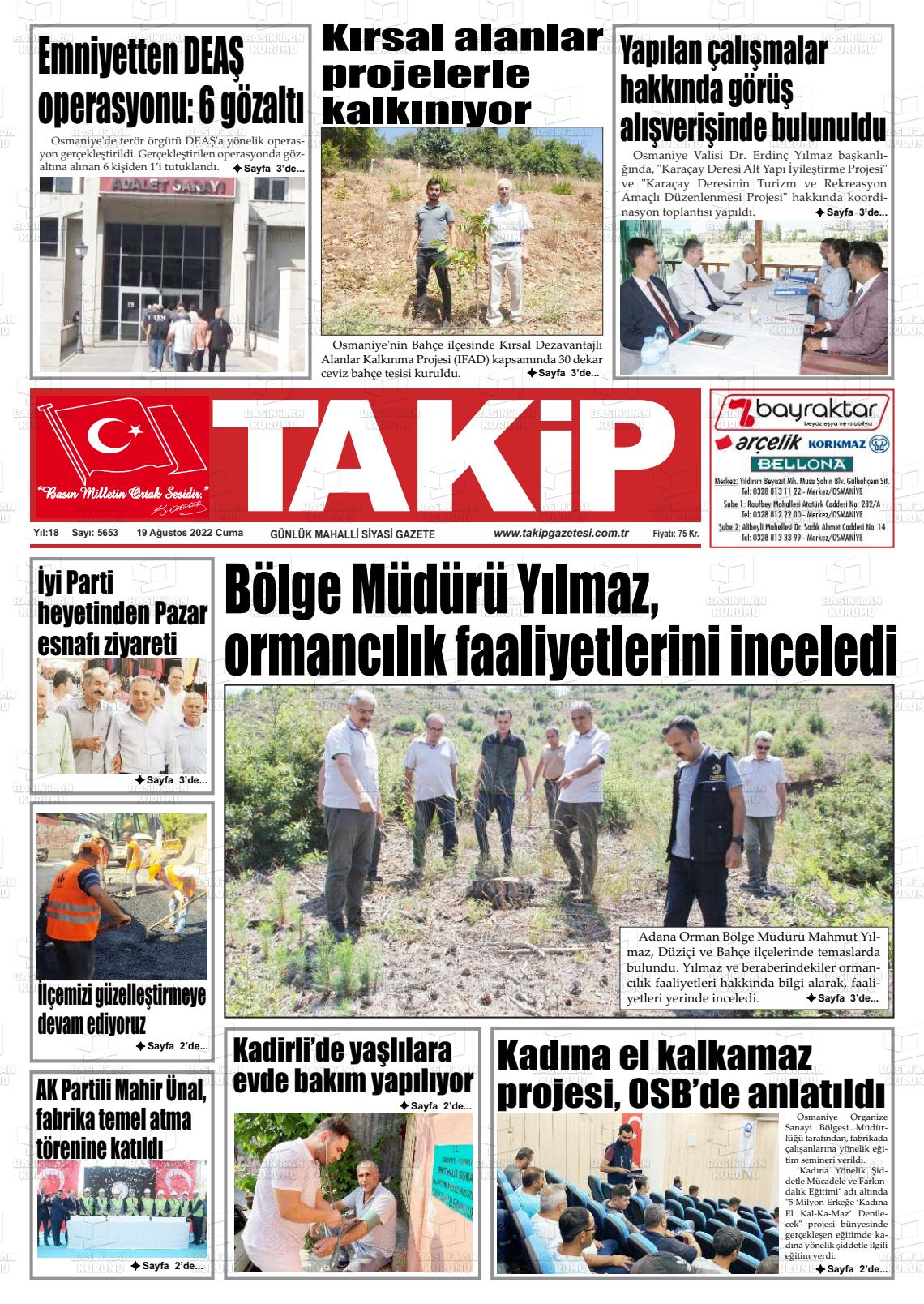 19 Ağustos 2022 Takip Gazete Manşeti