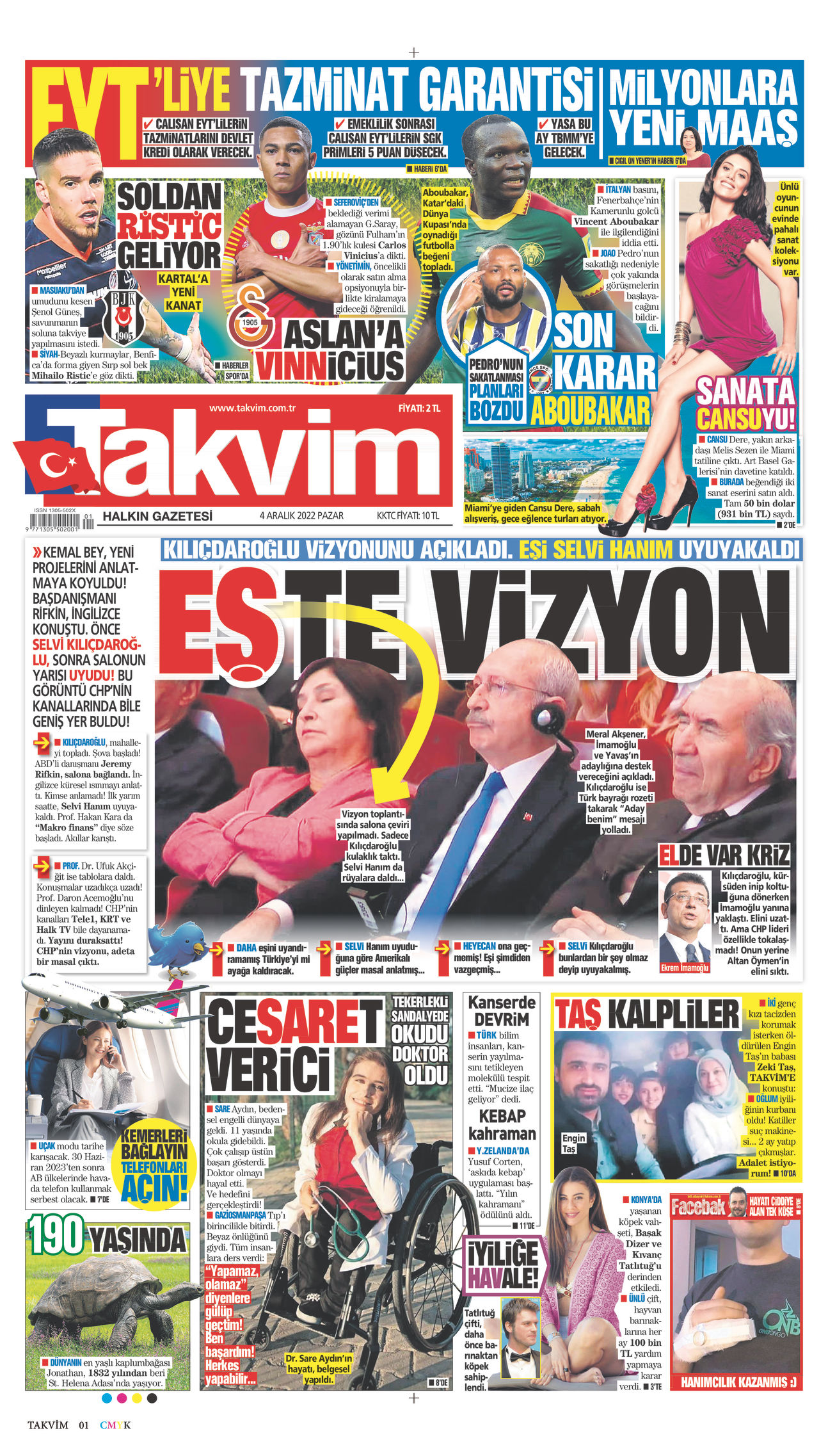 04 Aralık 2022 Takvim Gazete Manşeti