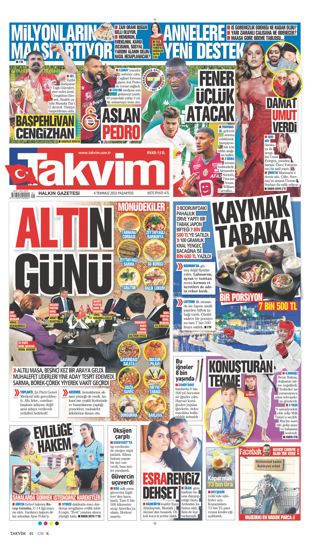 04 Temmuz 2022 Takvim Gazete Manşeti