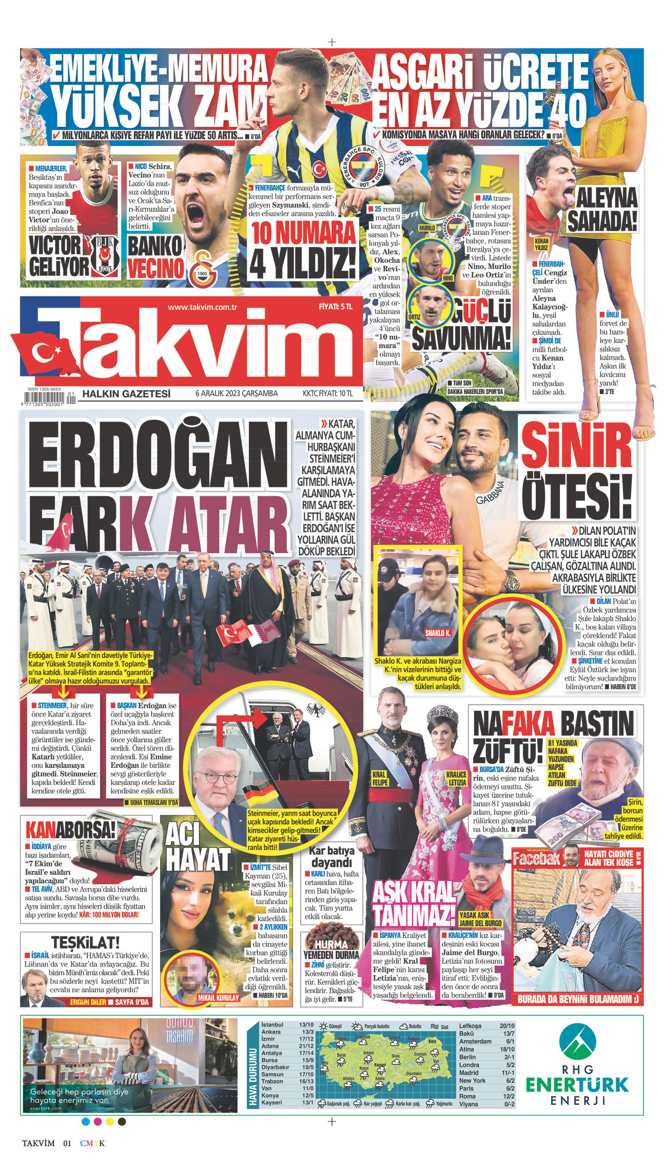 06 Aralık 2023 Takvim Gazete Manşeti