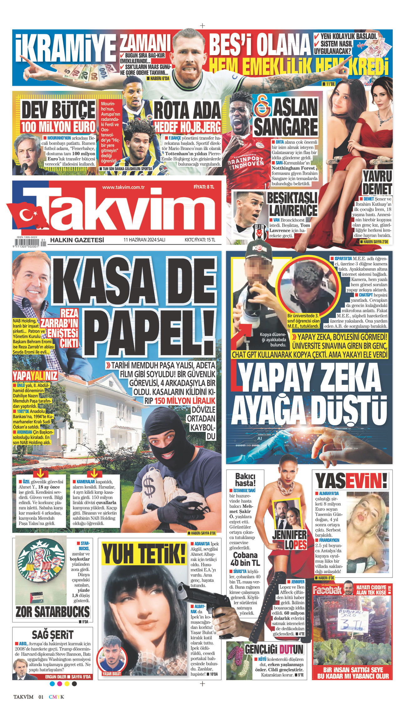 11 Haziran 2024 Takvim Gazete Manşeti