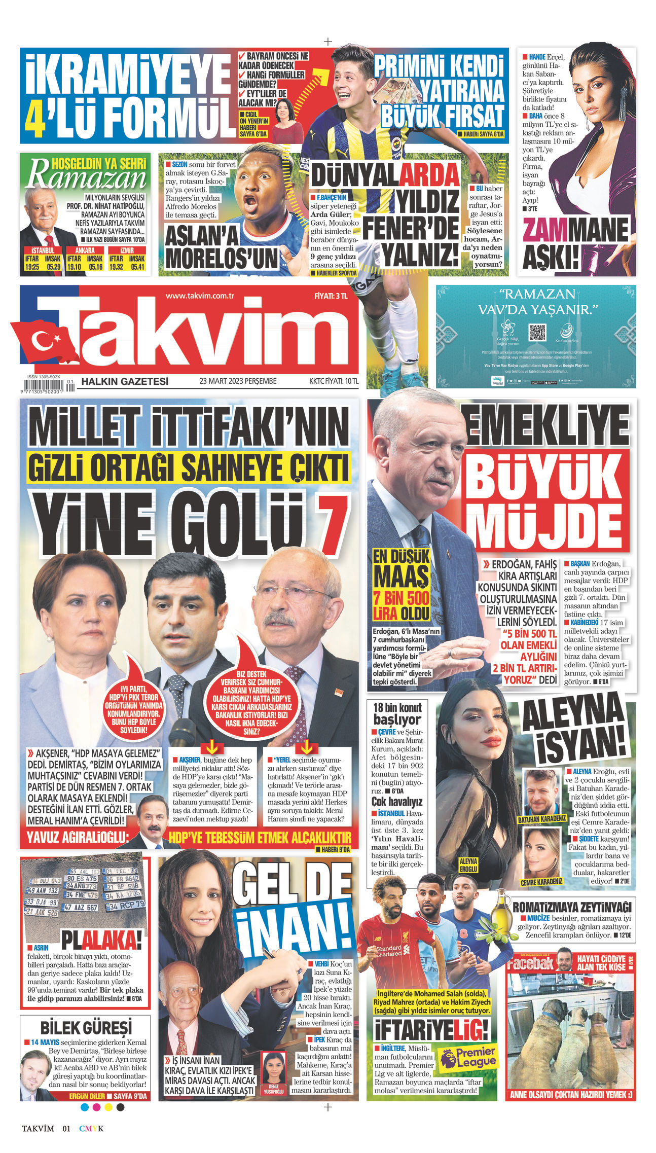 23 Mart 2023 Takvim Gazete Manşeti