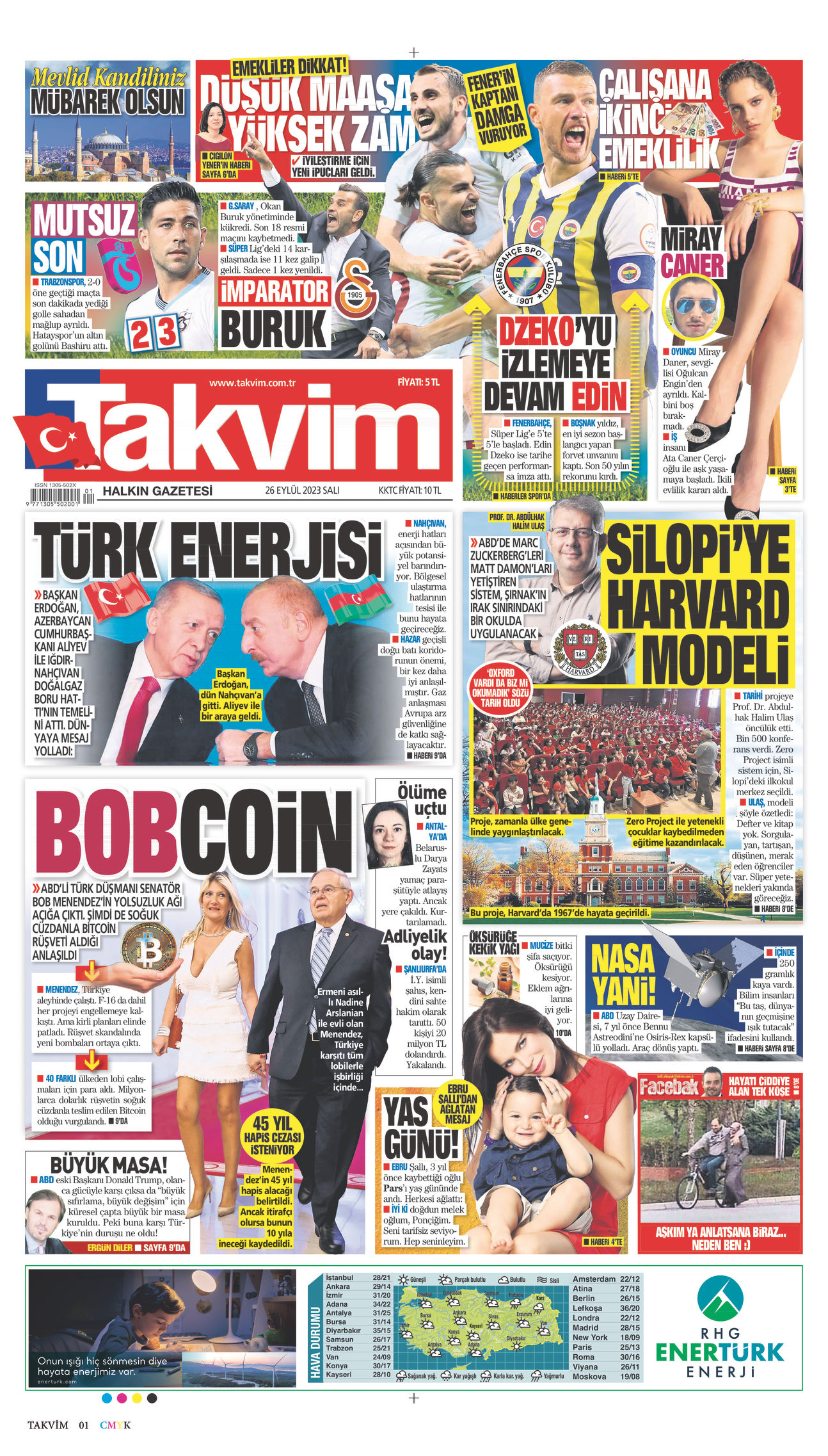 26 Eylül 2023 Takvim Gazete Manşeti