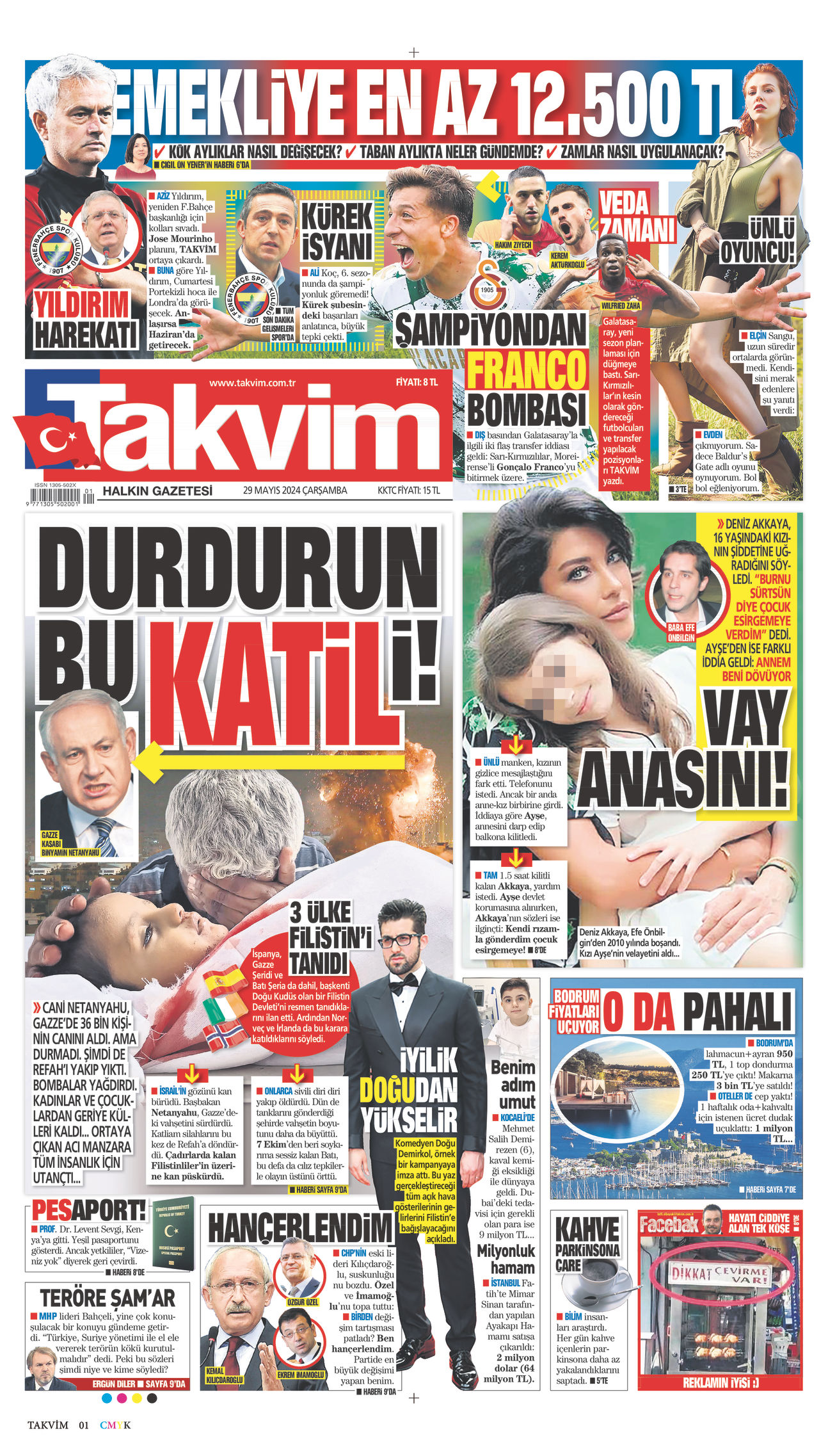 29 Mayıs 2024 Takvim Gazete Manşeti