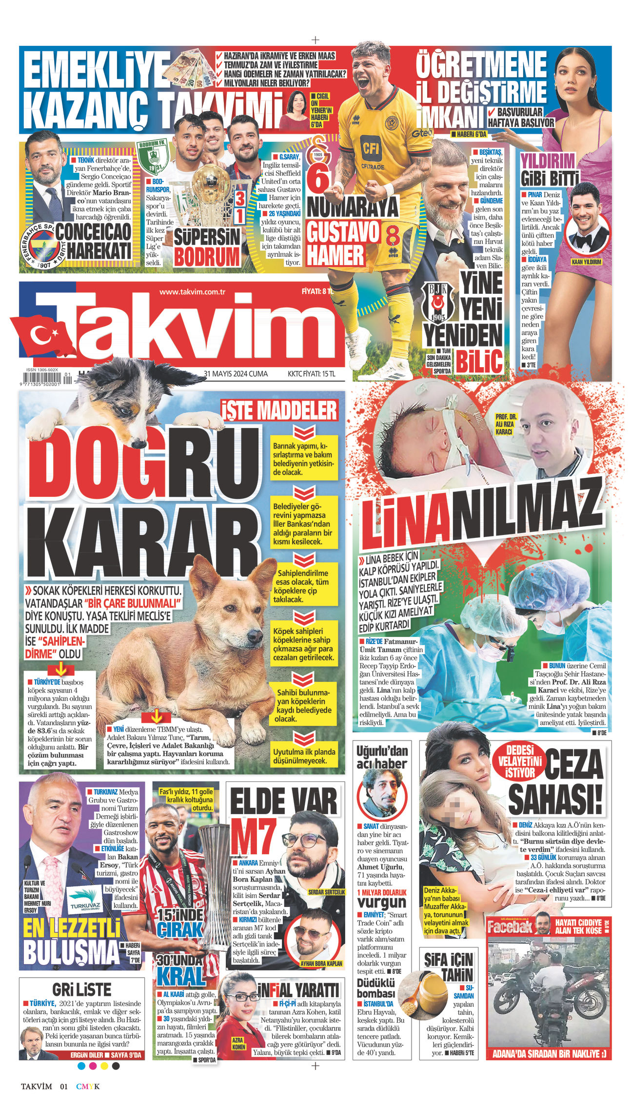 31 Mayıs 2024 Takvim Gazete Manşeti