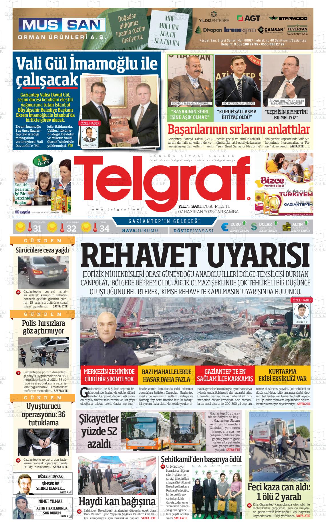 07 Haziran 2023 Telgraf Gazete Manşeti