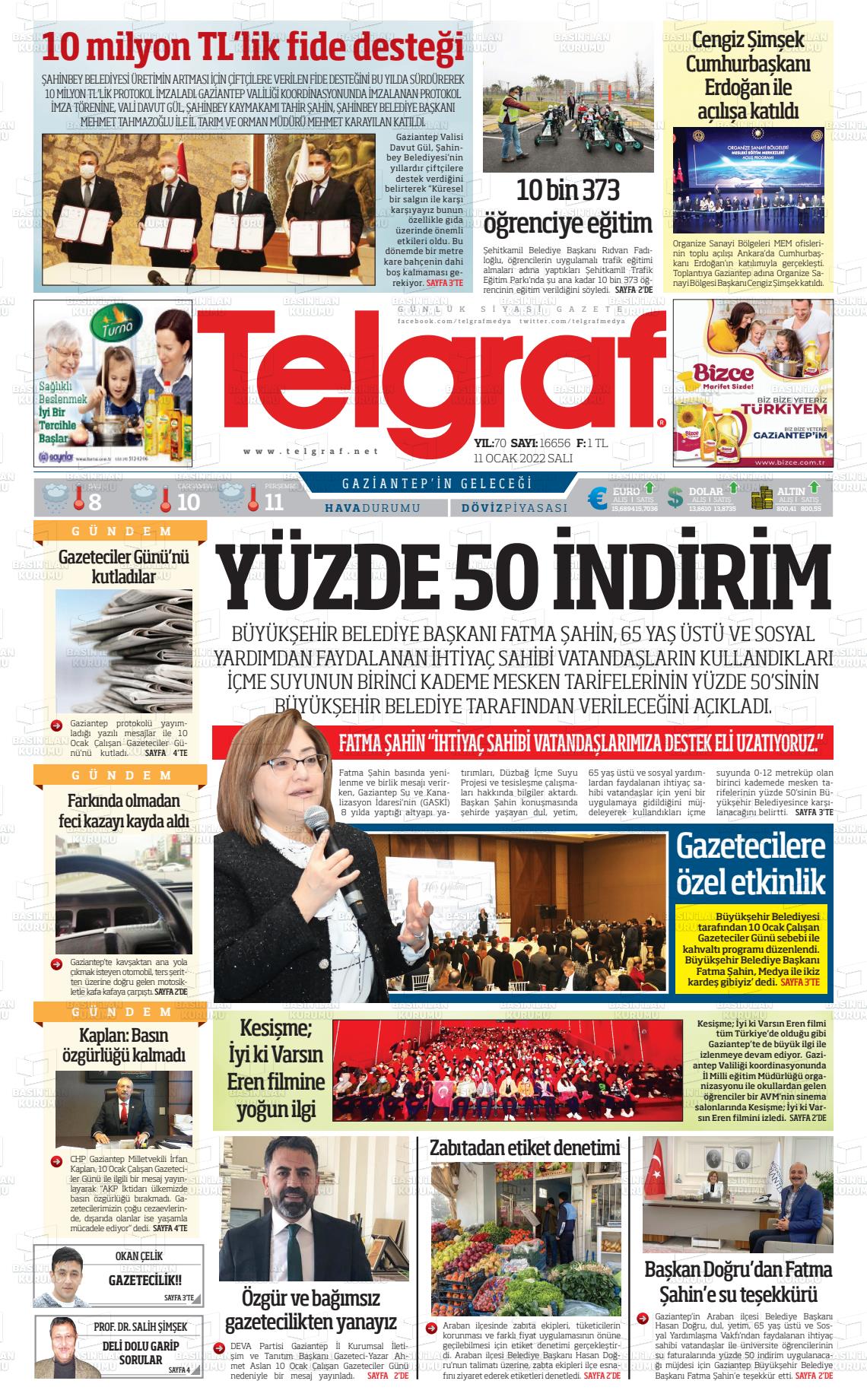 11 Ocak 2022 Telgraf Gazete Manşeti