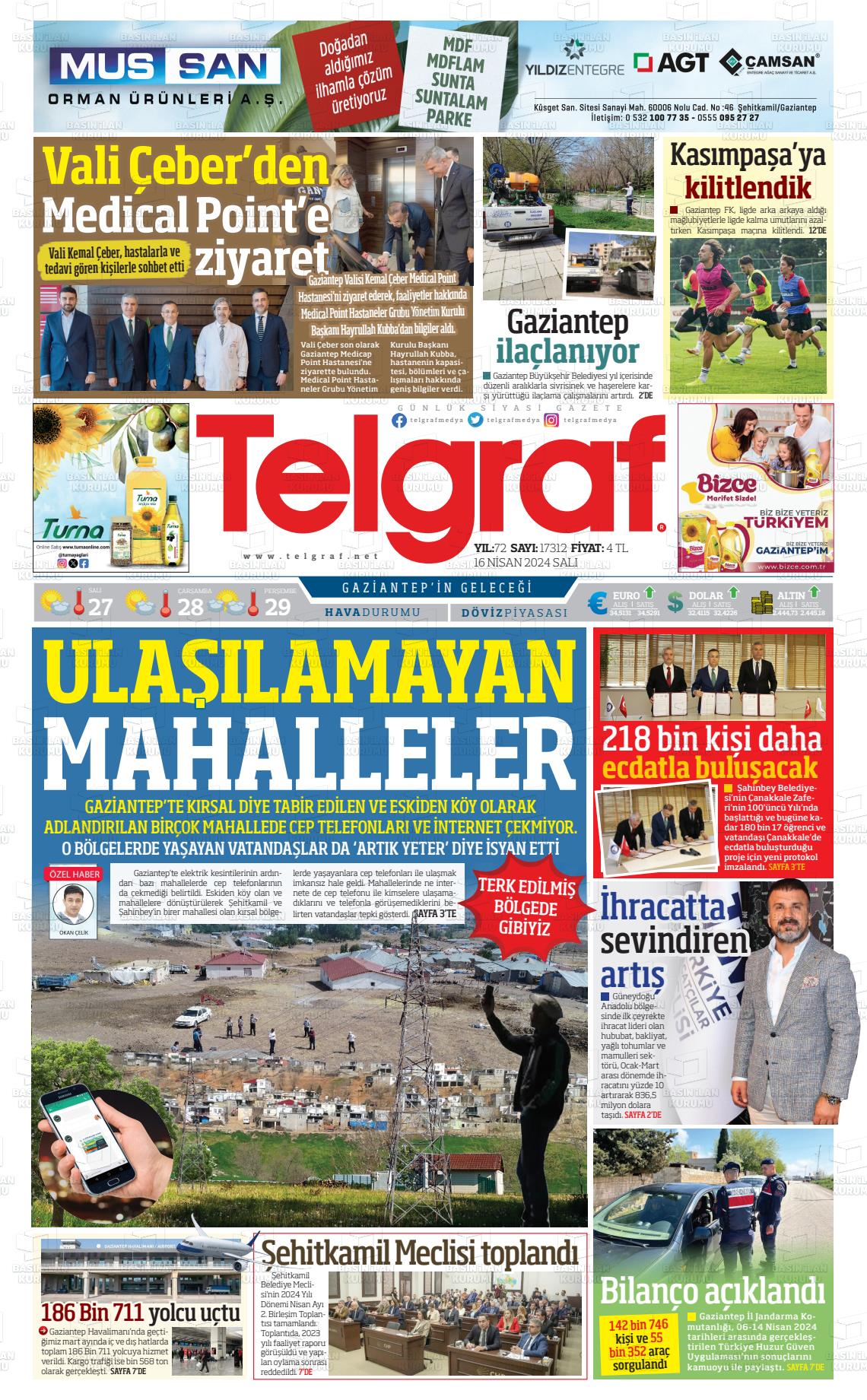 18 Nisan 2024 Telgraf Gazete Manşeti