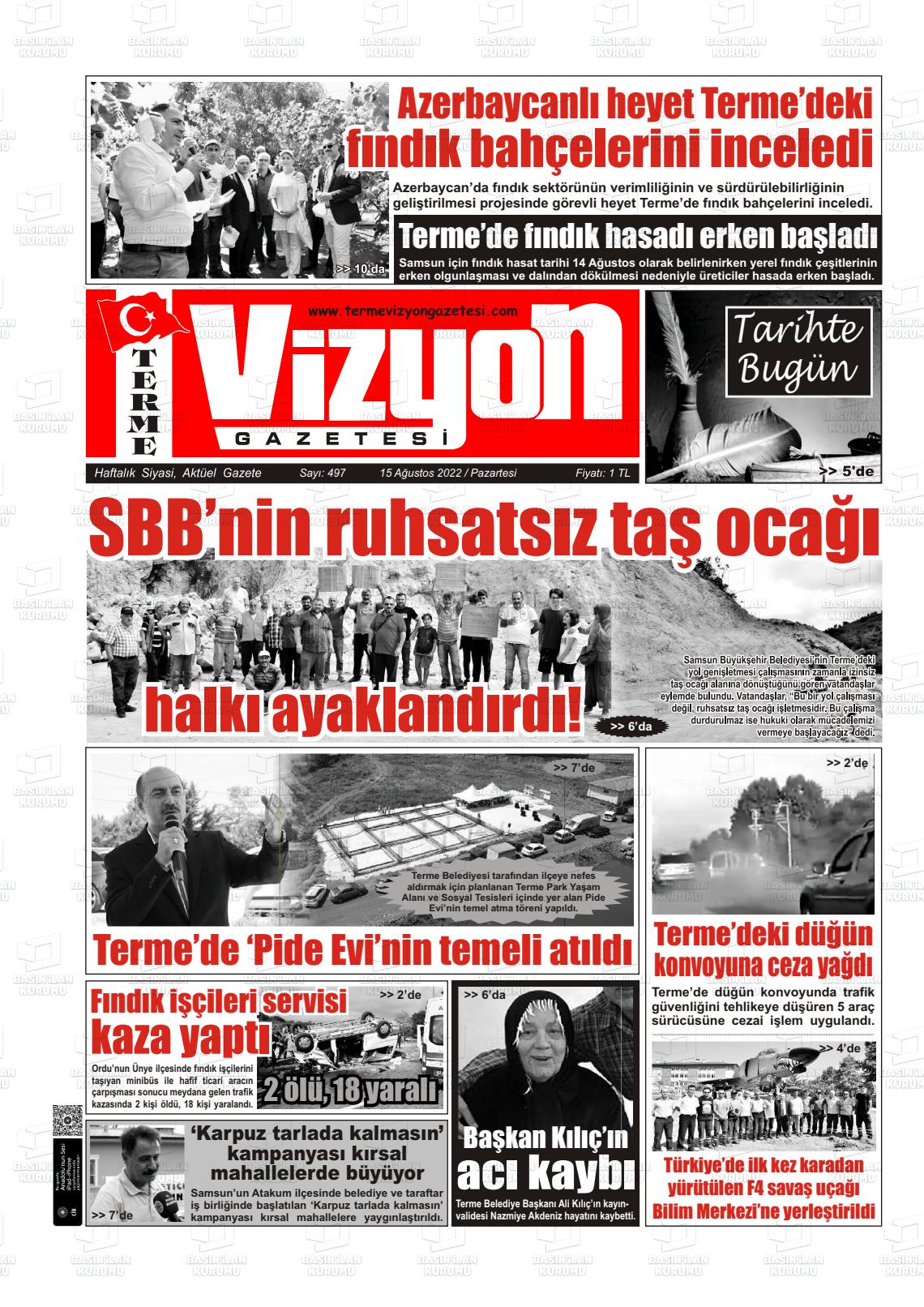Terme Vizyon Gazete Manşeti