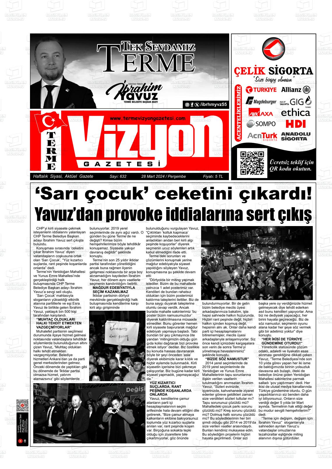 28 Mart 2024 Terme Vizyon Gazete Manşeti