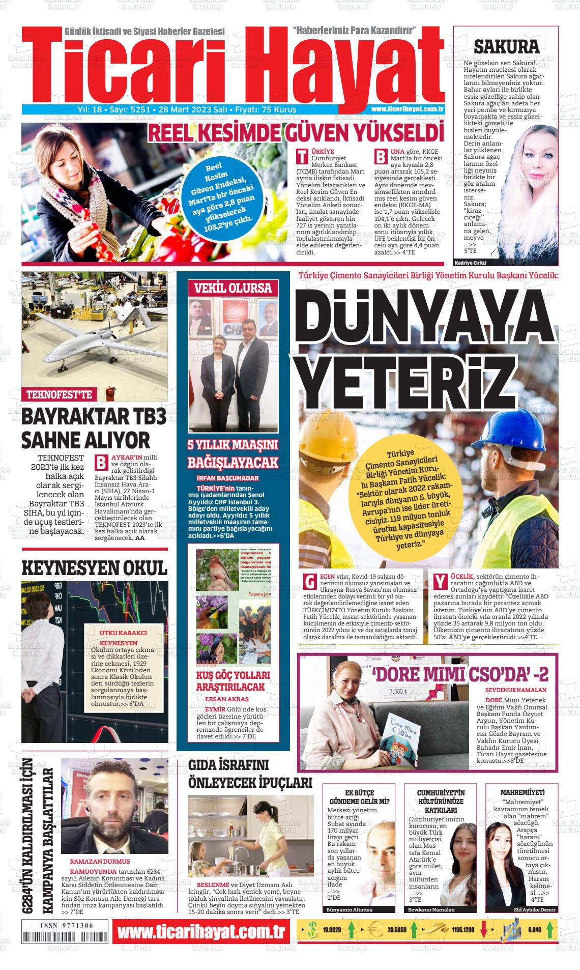 28 Mart 2023 Ticari Hayat Gazete Manşeti