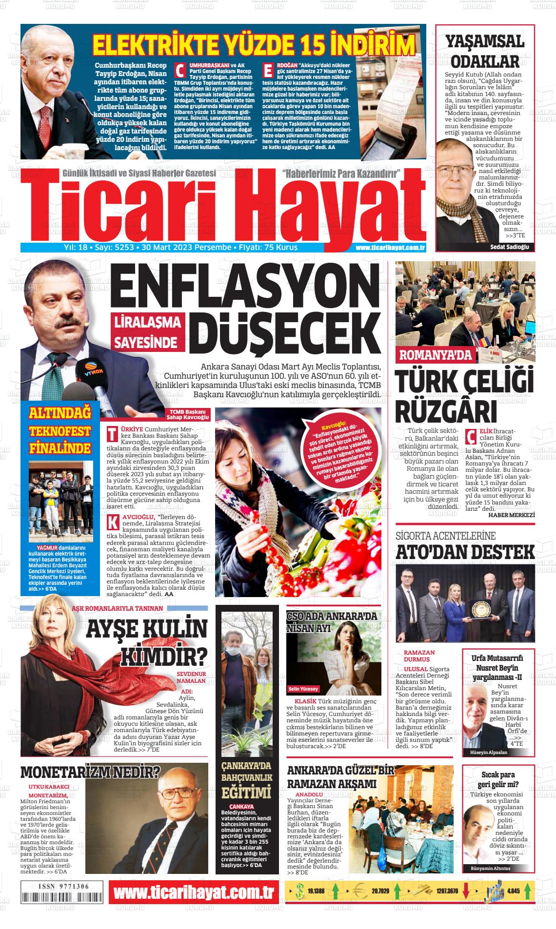 30 Mart 2023 Ticari Hayat Gazete Manşeti