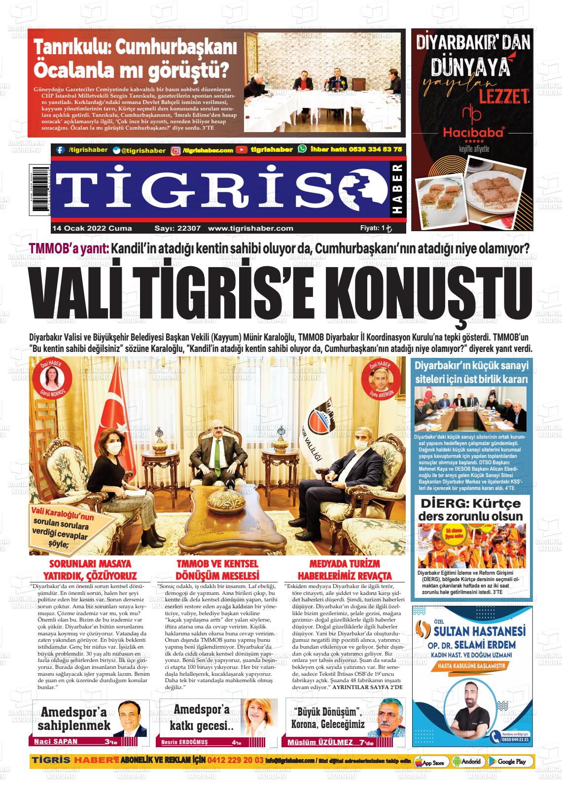 14 Ocak 2022 Tigris Haber Gazete Manşeti