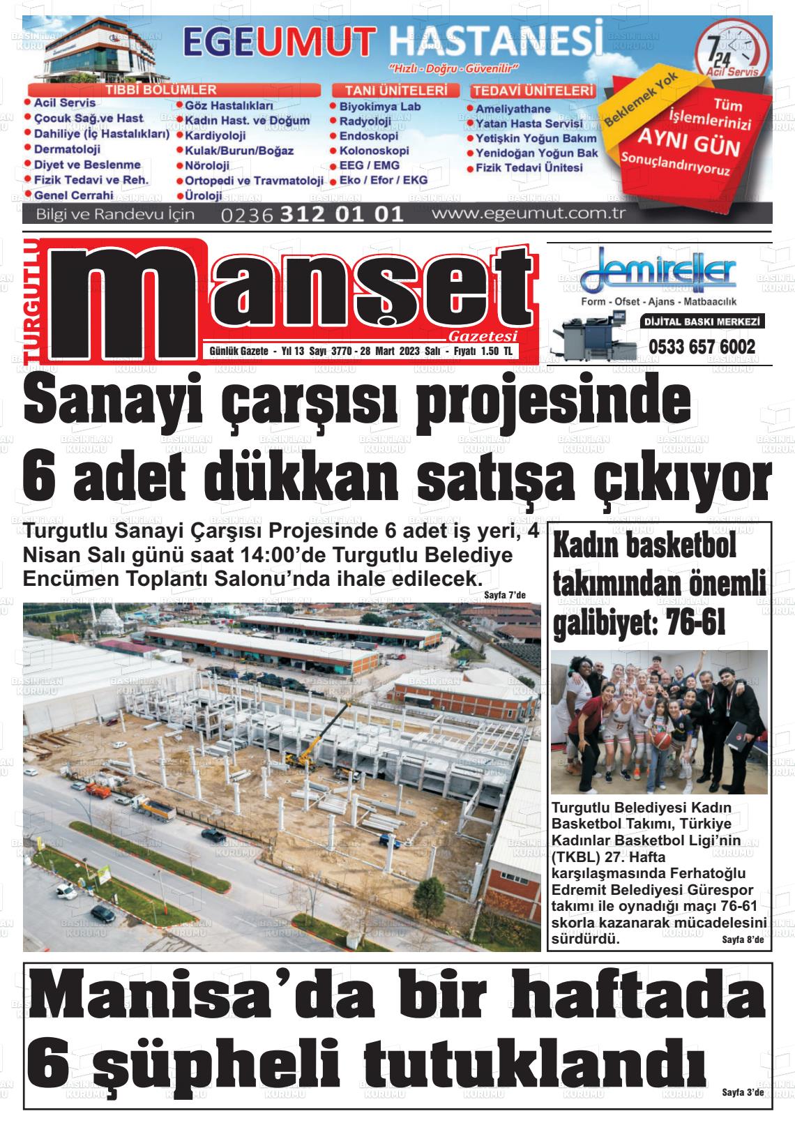 28 Mart 2023 Turgutlu Manşet Gazete Manşeti