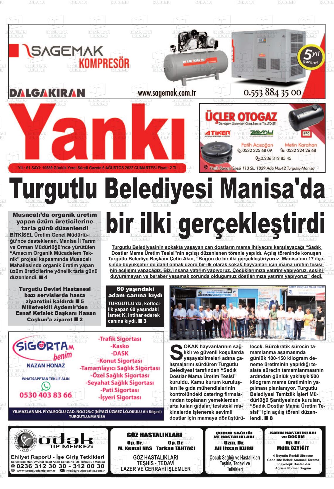 06 Ağustos 2022 Turgutlu Yankı Gazete Manşeti