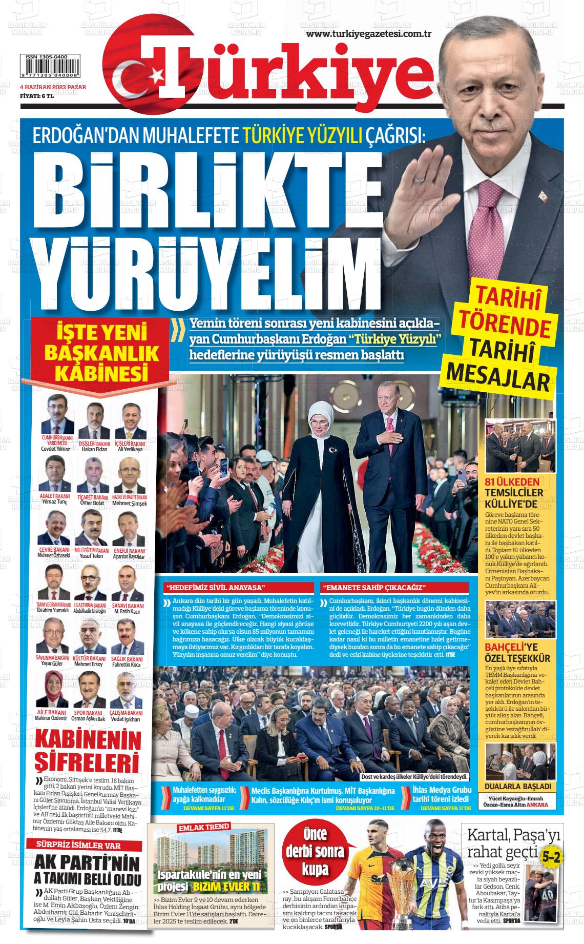 04 Haziran 2023 Türkiye Gazete Manşeti