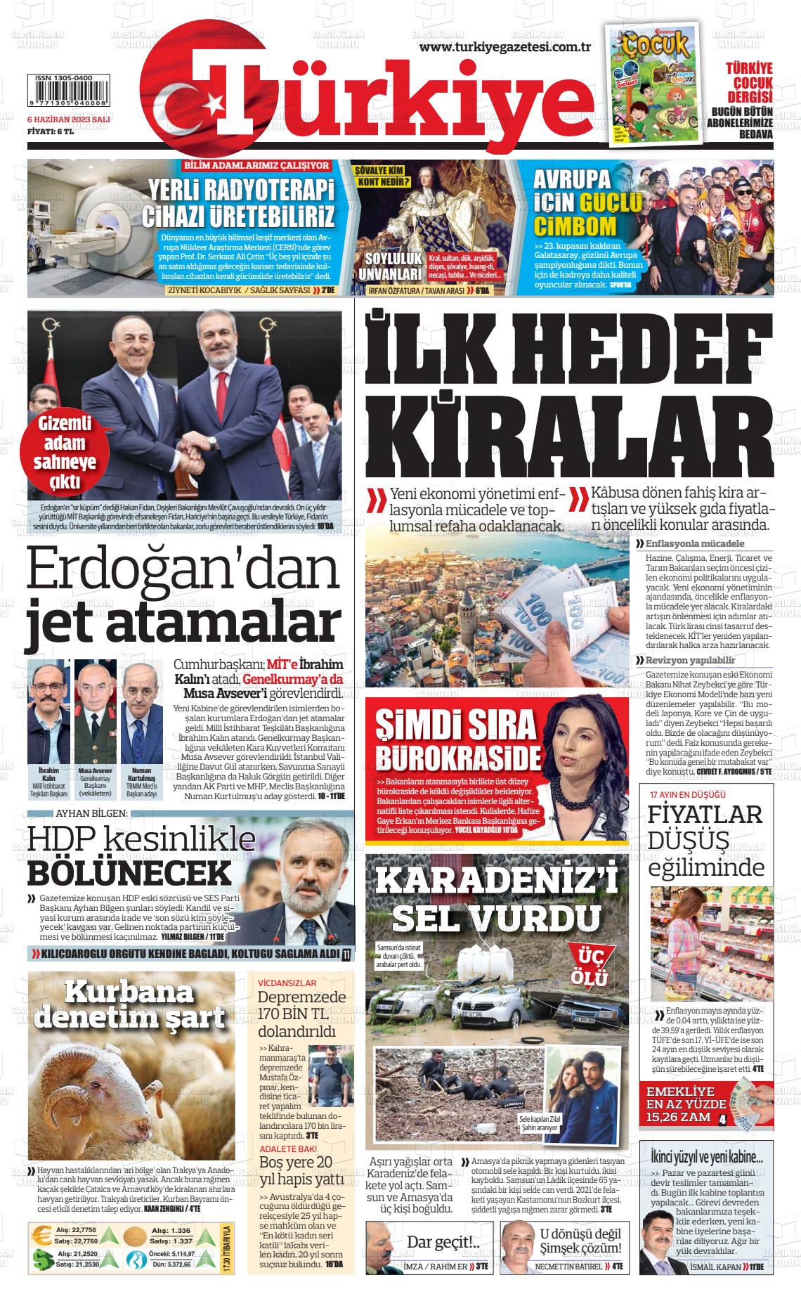 06 Haziran 2023 Türkiye Gazete Manşeti