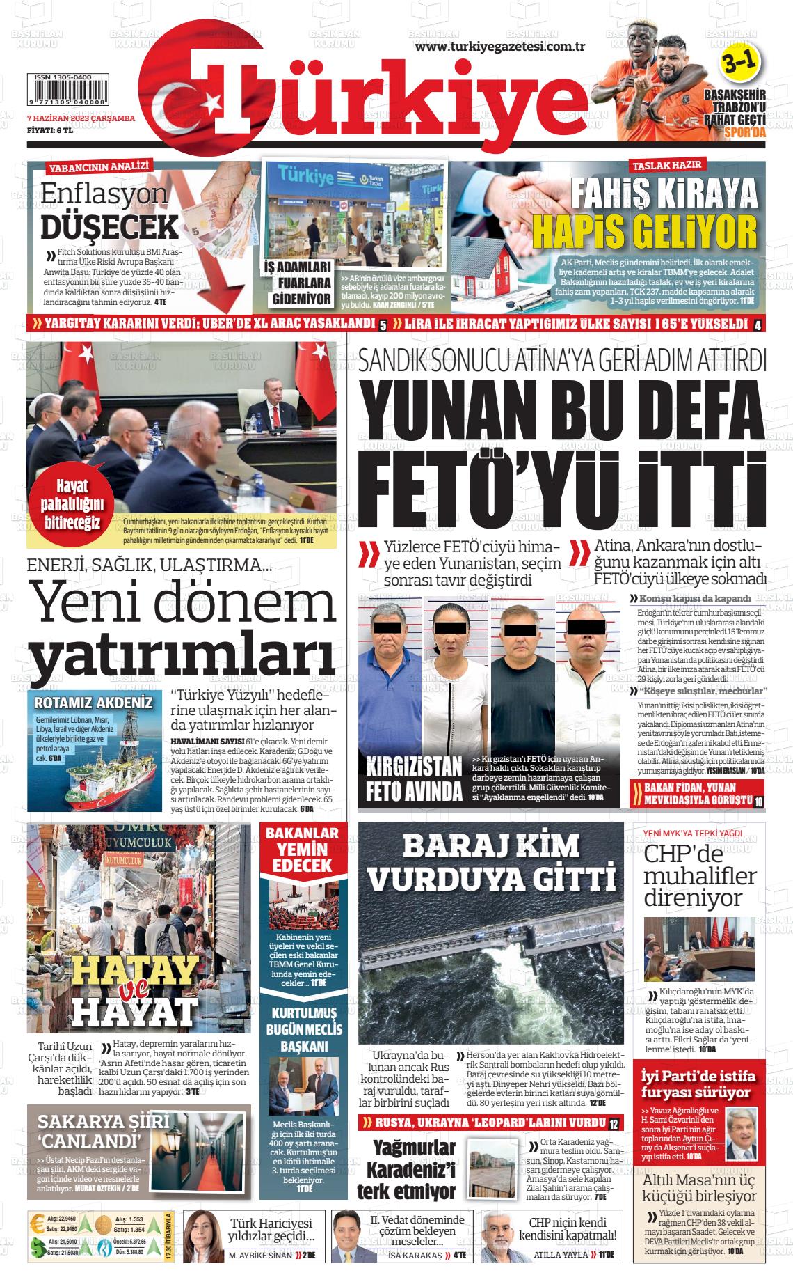 07 Haziran 2023 Türkiye Gazete Manşeti