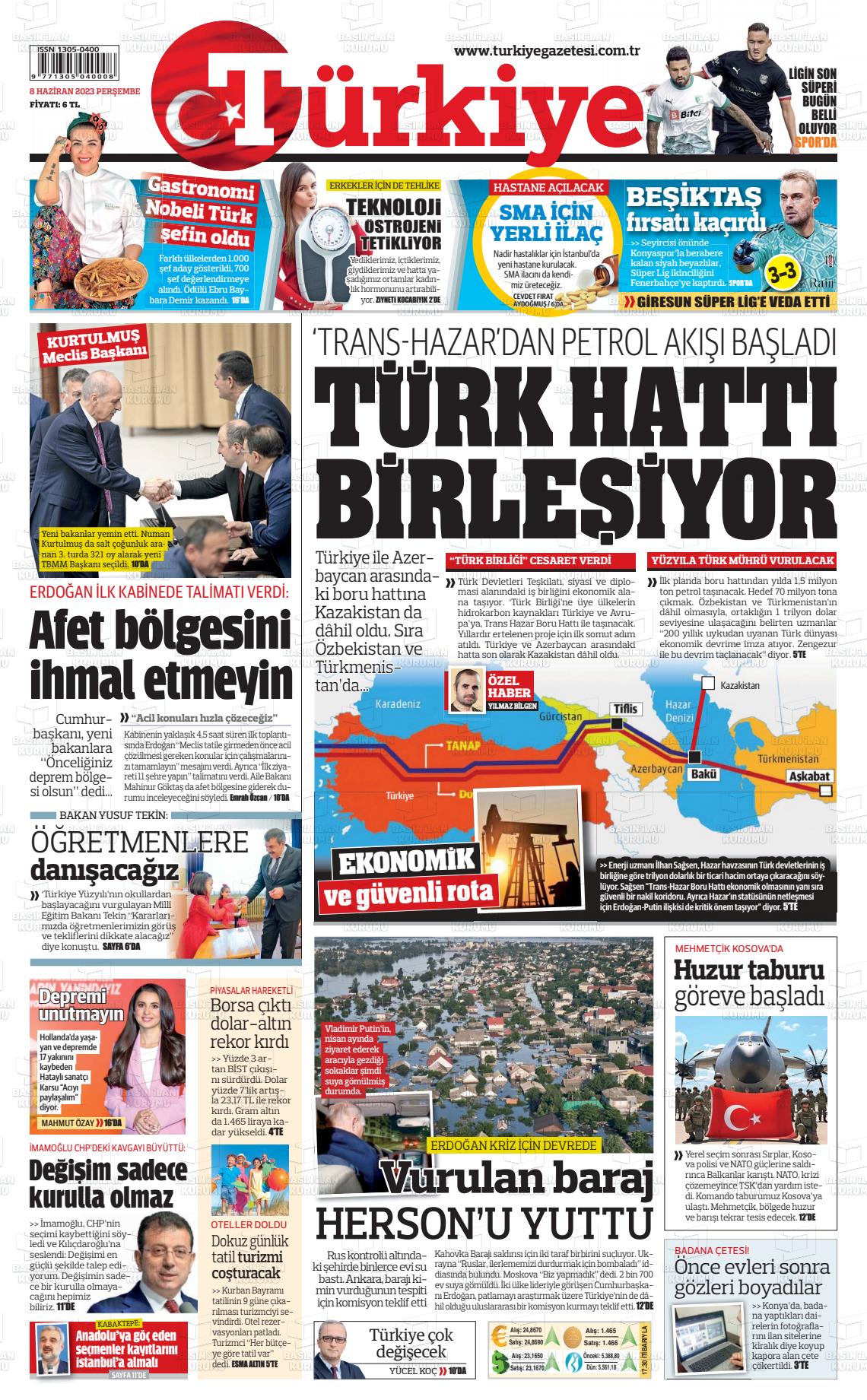 08 Haziran 2023 Türkiye Gazete Manşeti