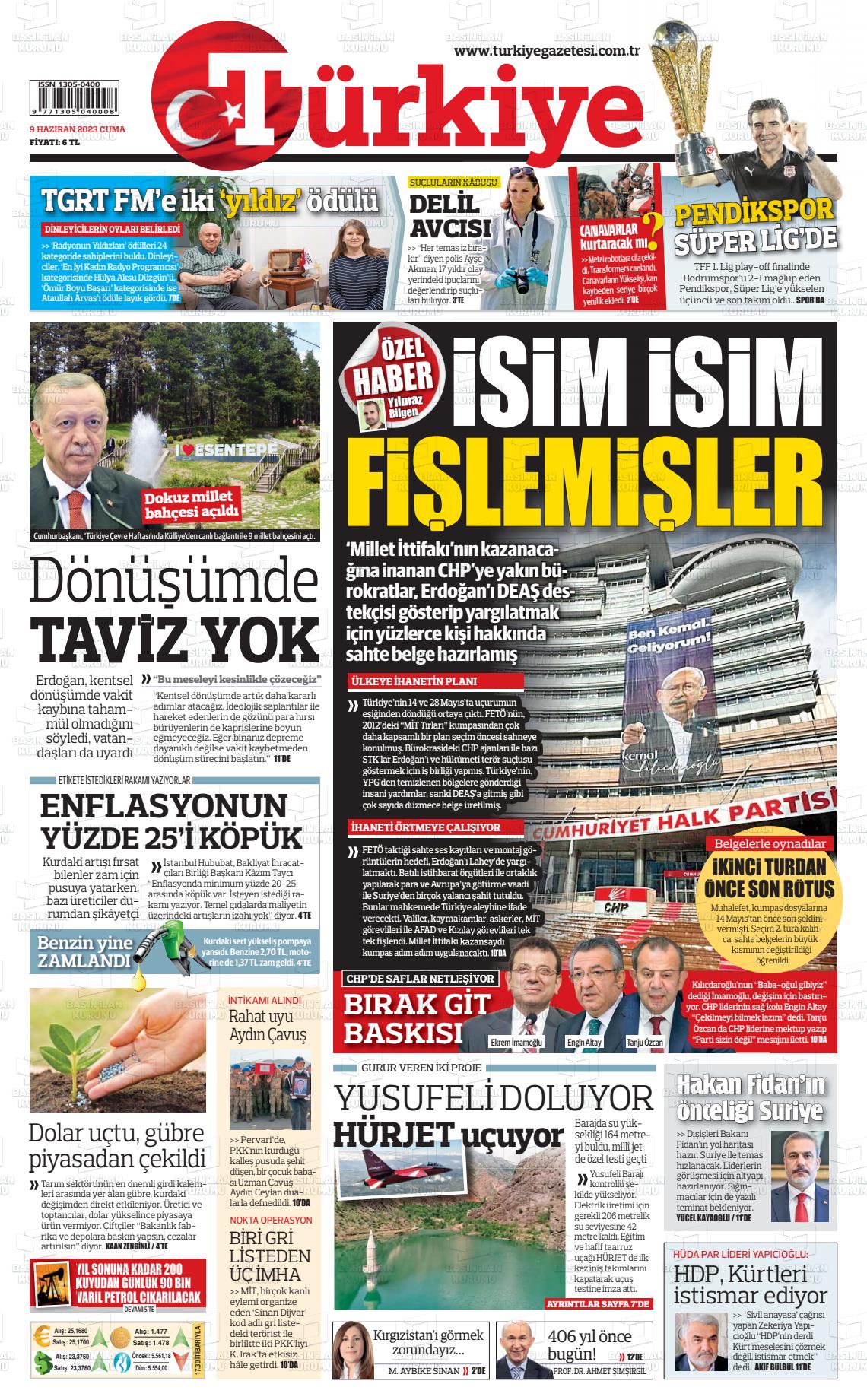 09 Haziran 2023 Türkiye Gazete Manşeti