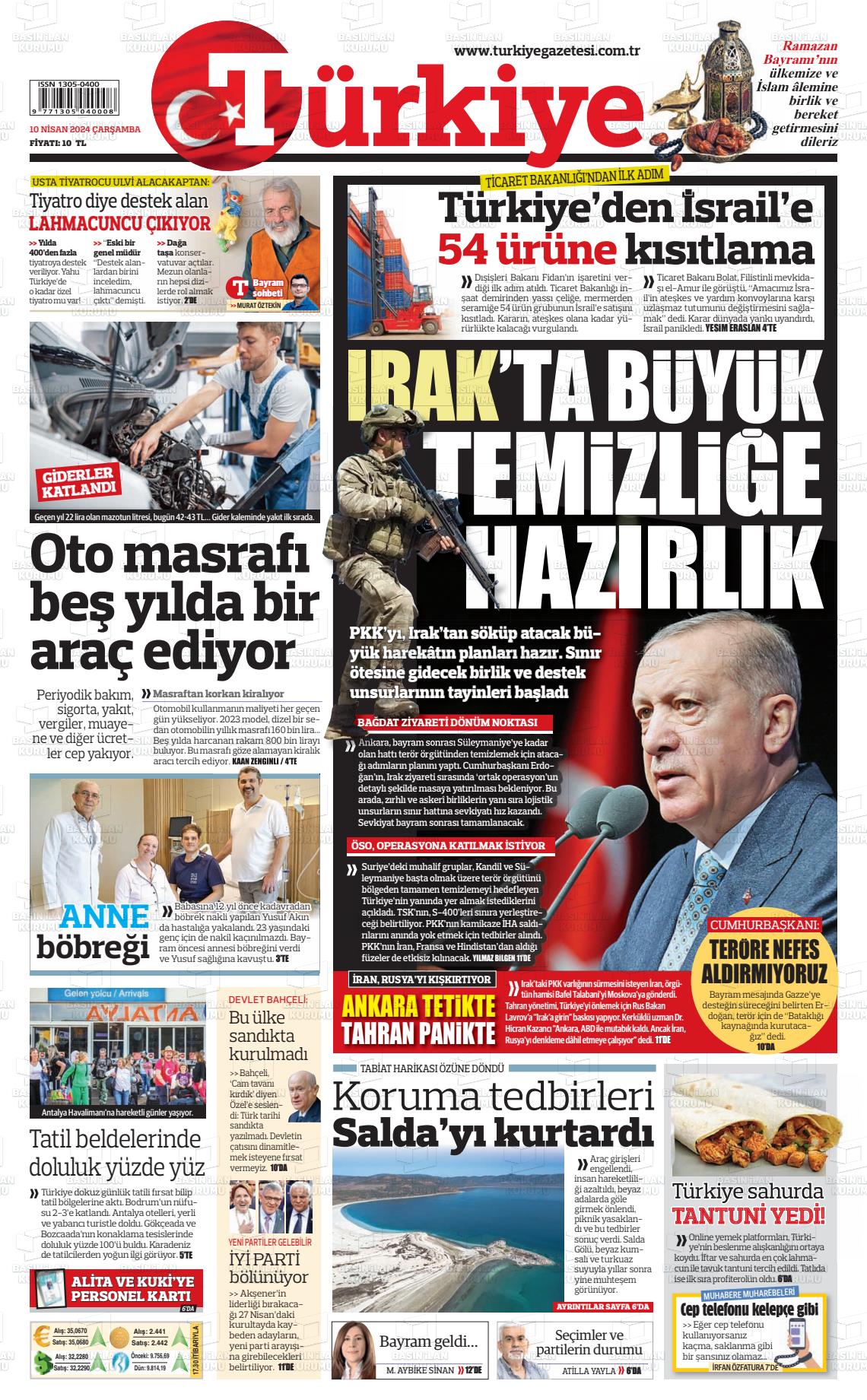 10 Nisan 2024 Türkiye Gazete Manşeti