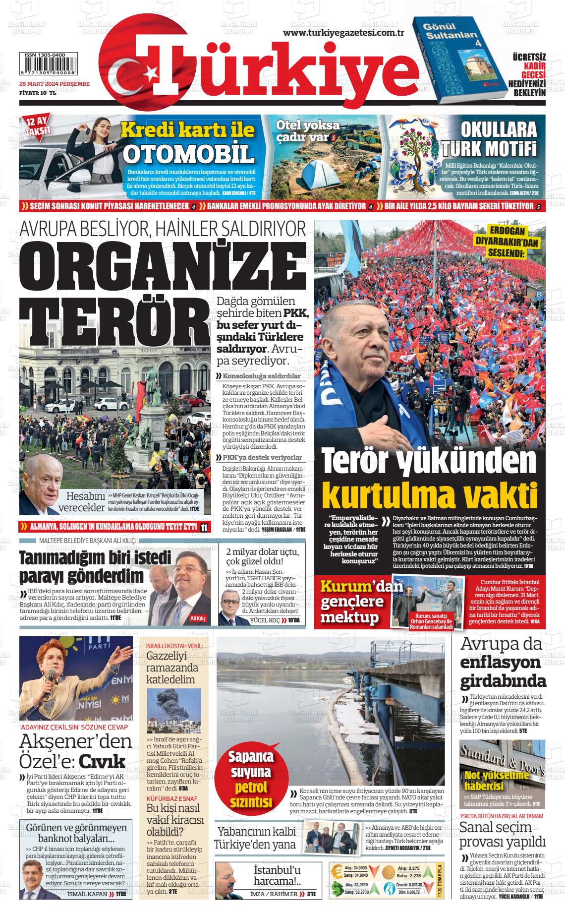 28 Mart 2024 Türkiye Gazete Manşeti