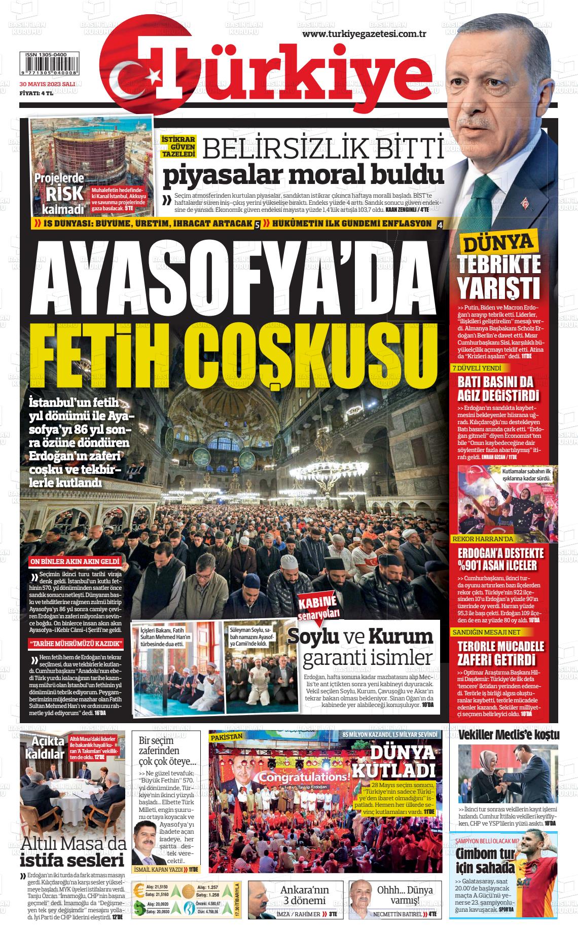 30 Mayıs 2023 Türkiye Gazete Manşeti