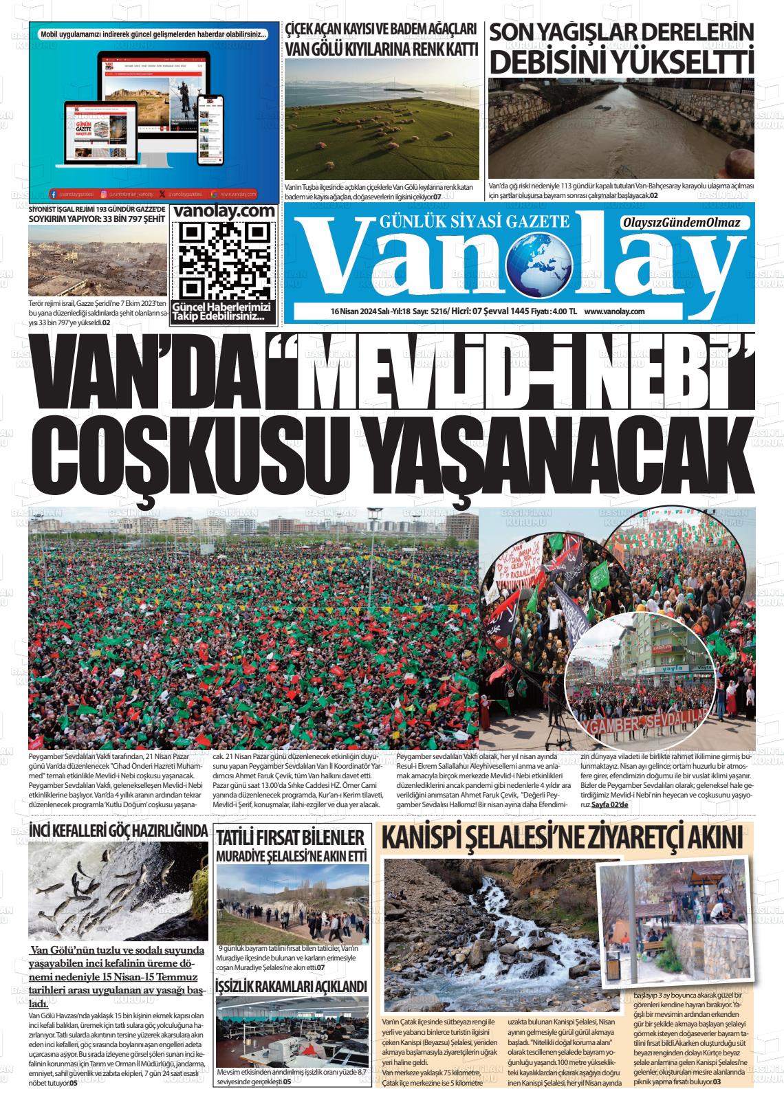 18 Nisan 2024 Van Olay Gazete Manşeti