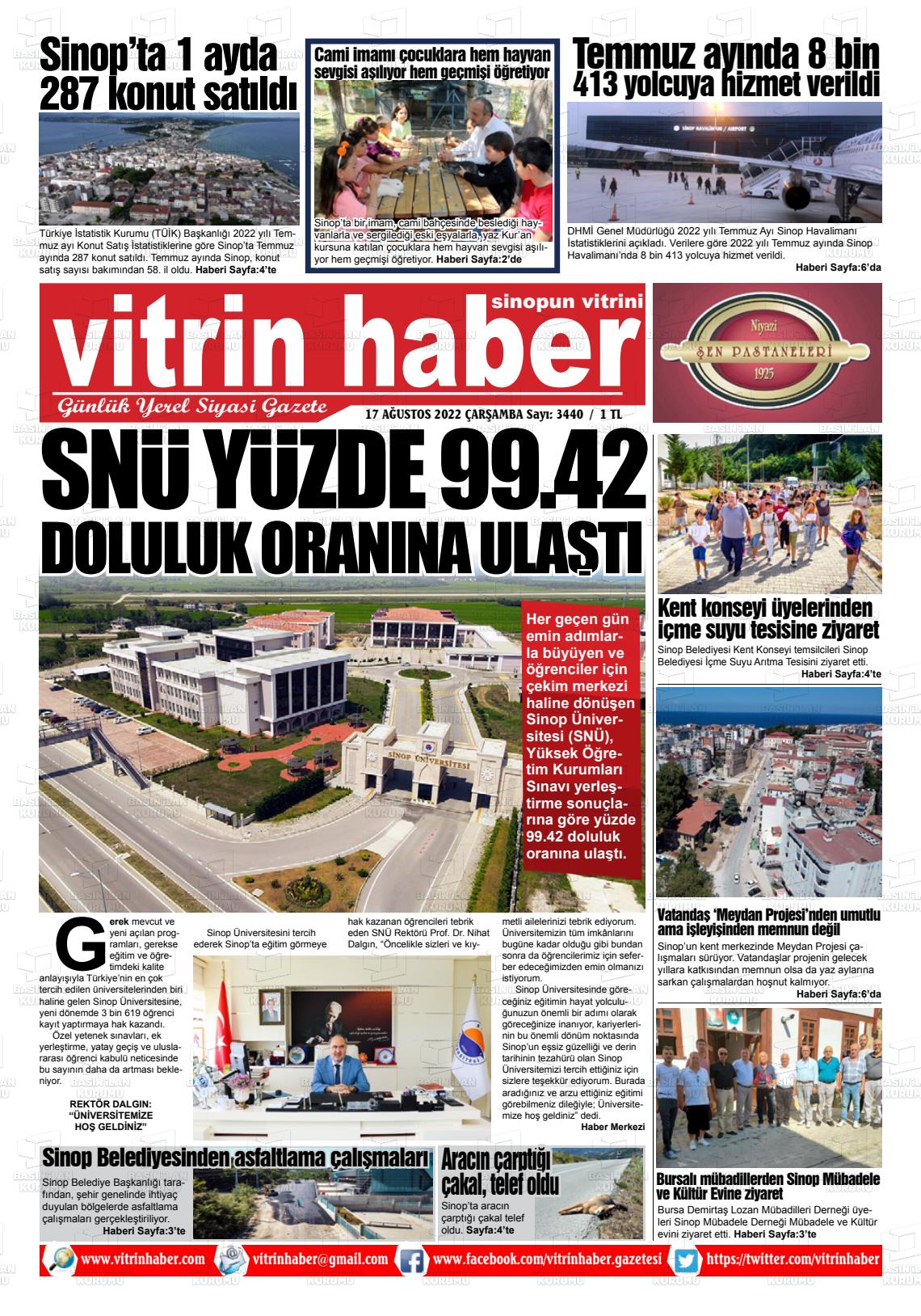 17 Ağustos 2022 Vitrin Haber Gazete Manşeti