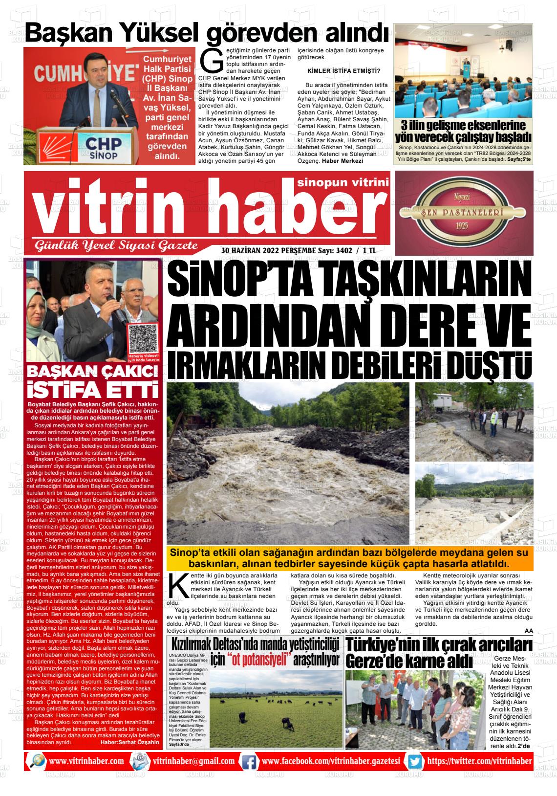 01 Temmuz 2022 Vitrin Haber Gazete Manşeti