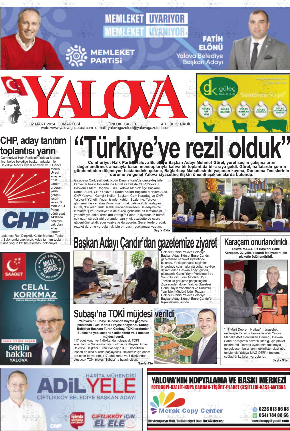 02 Mart 2024 Yalova Gazete Manşeti