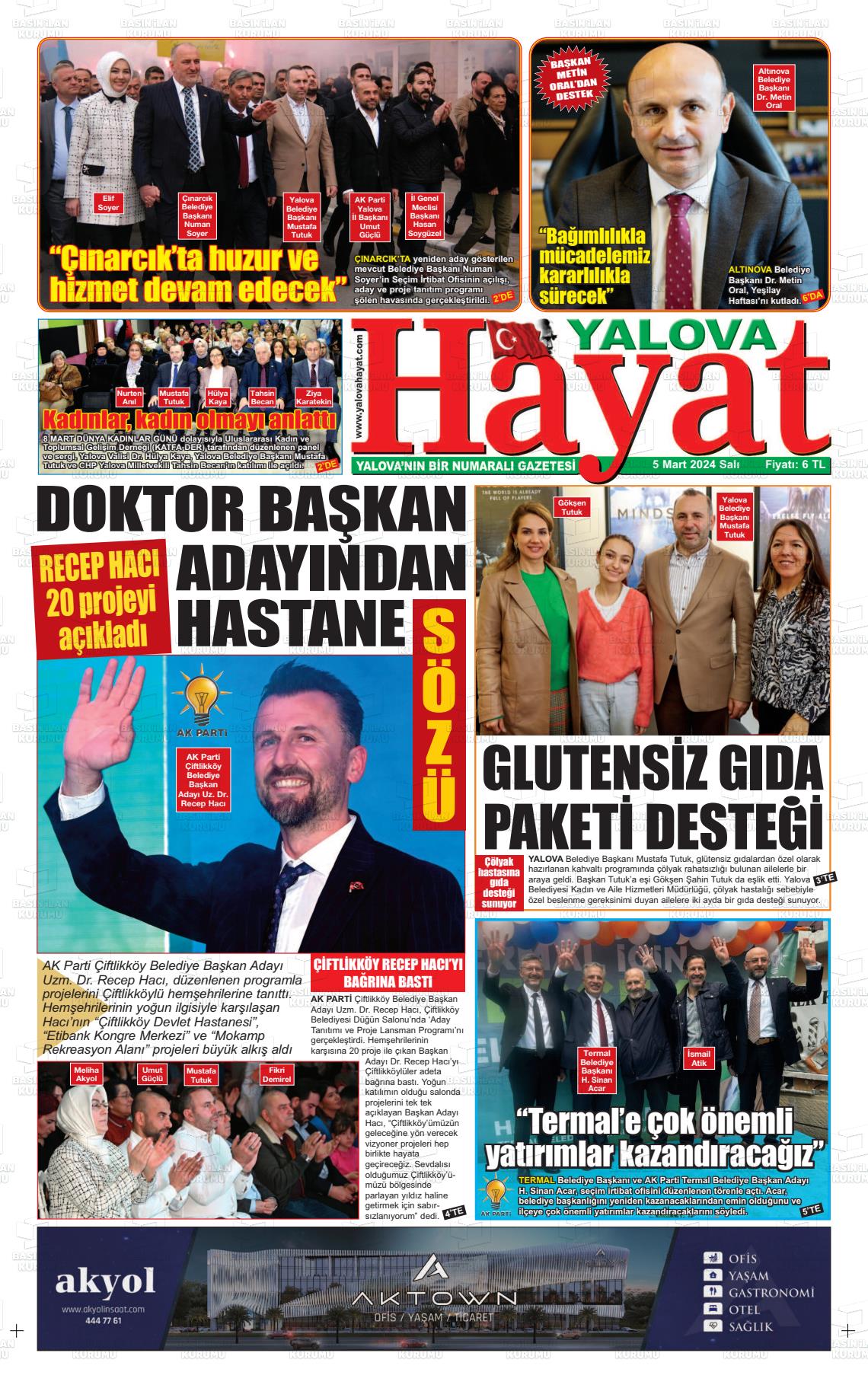 05 Mart 2024 Yalova Hayat Gazete Manşeti
