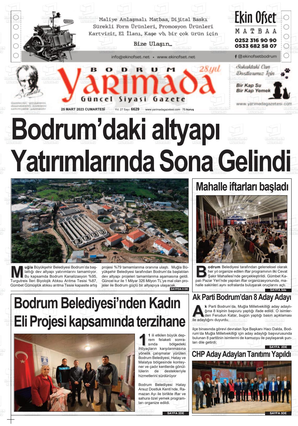25 Mart 2023 Bodrum Yarimada Gazete Manşeti