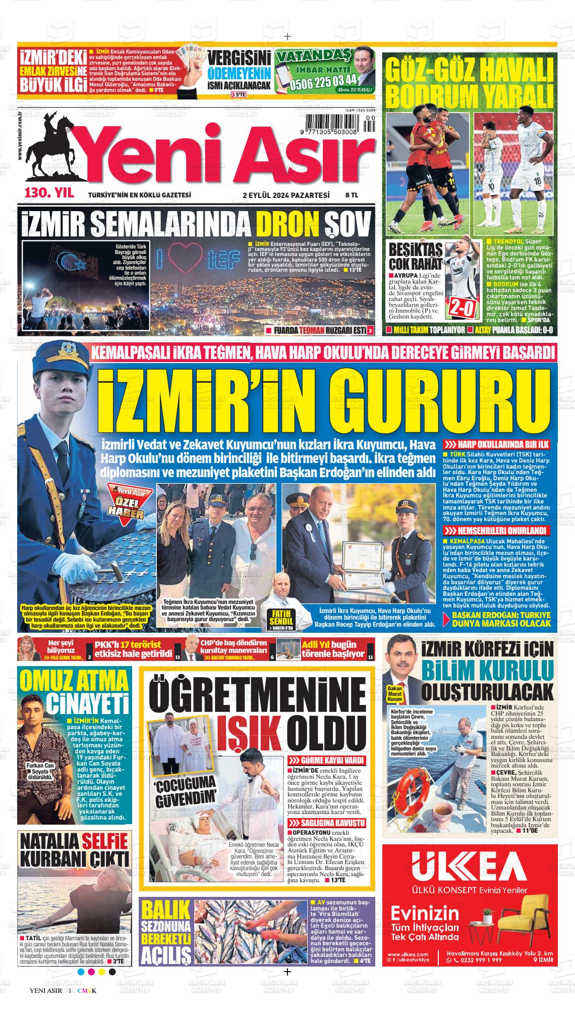 02 Eylül 2024 Yeni Asır Gazete Manşeti