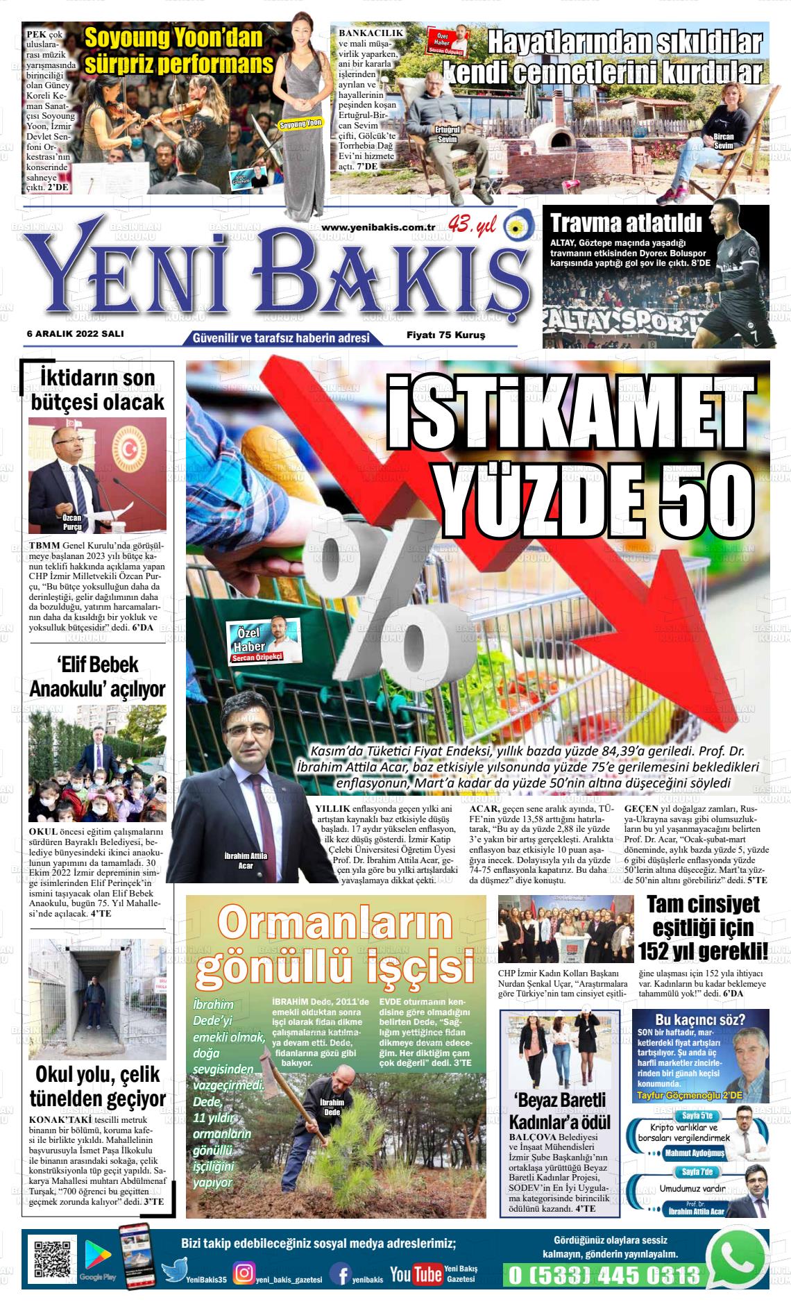 06 Aralık 2022 Yeni Bakış Gazete Manşeti
