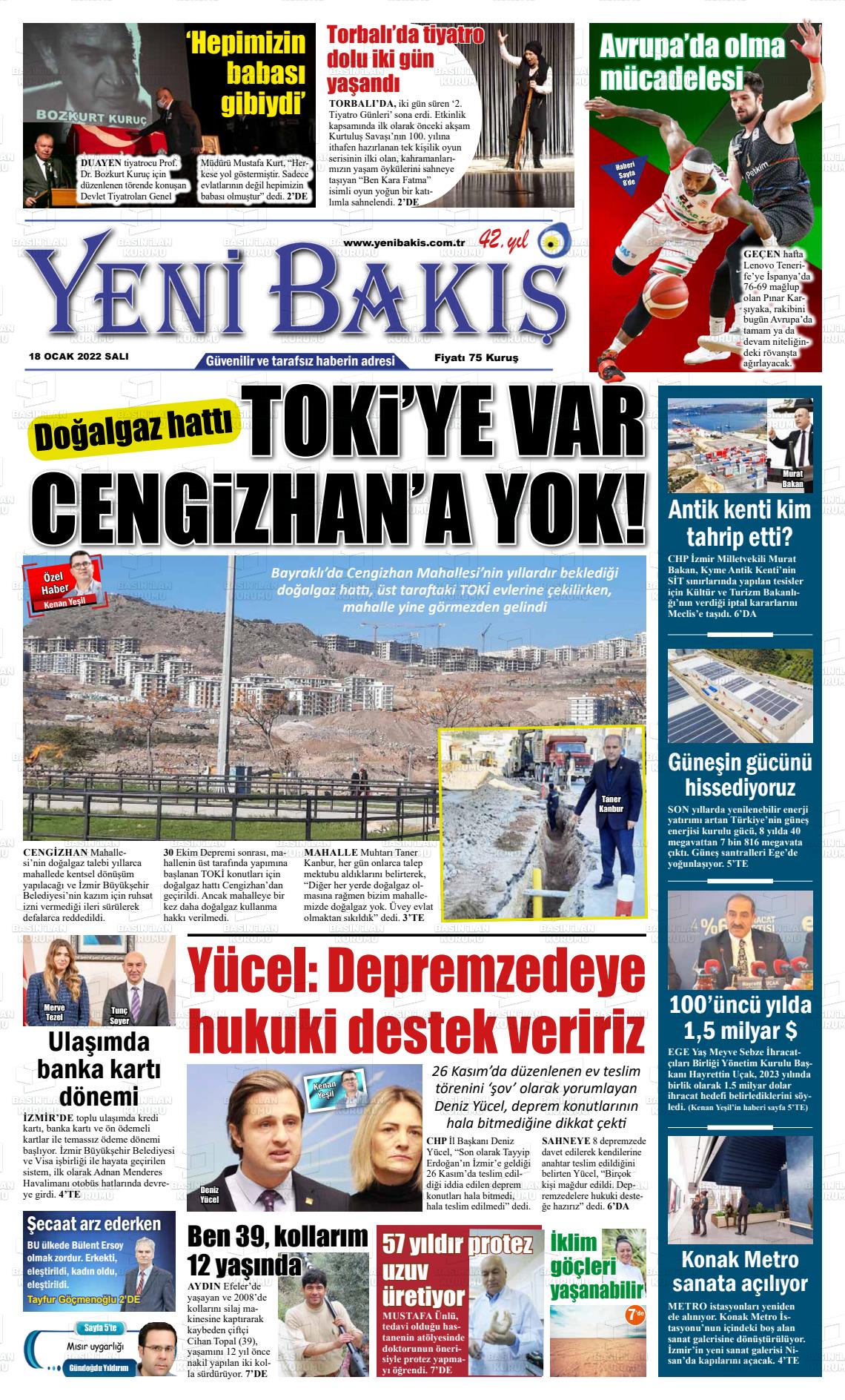18 Ocak 2022 Yeni Bakış Gazete Manşeti