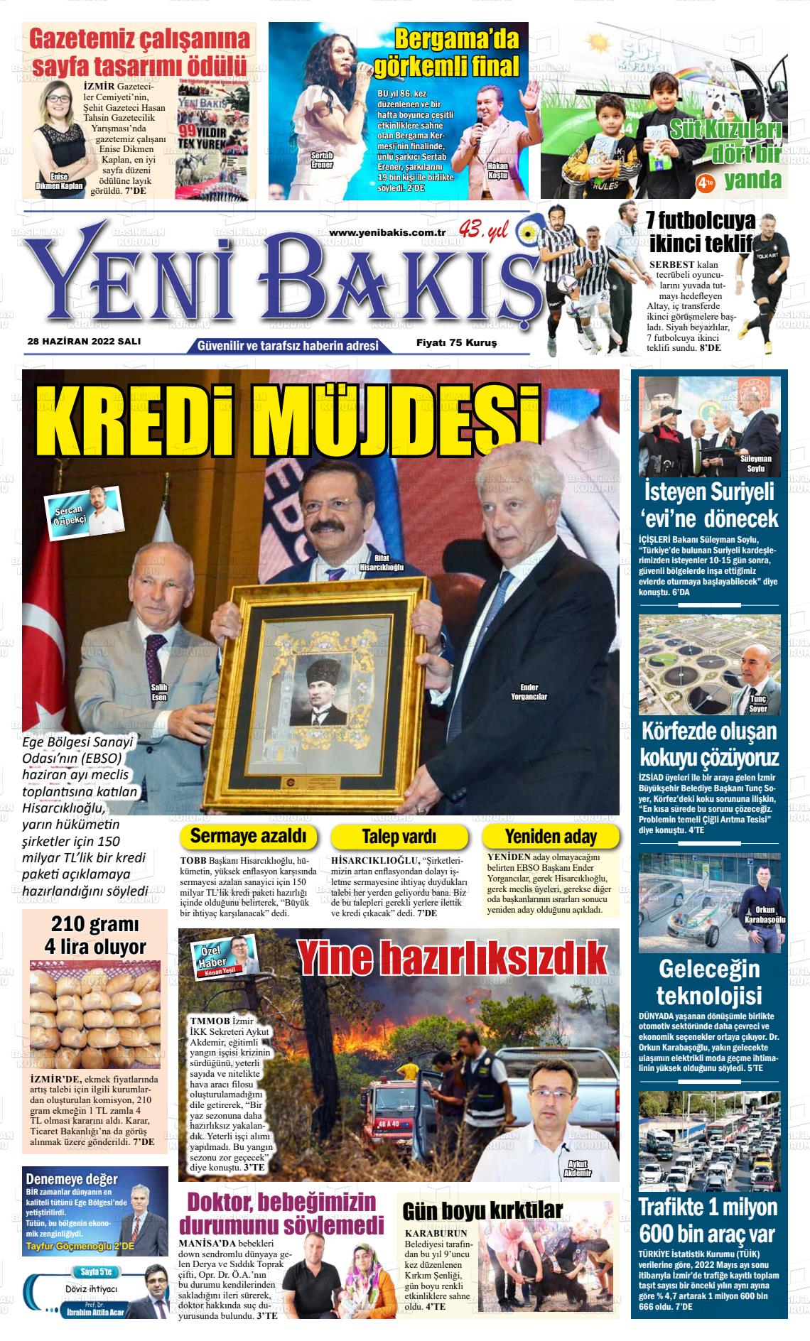 28 Haziran 2022 Yeni Bakış Gazete Manşeti