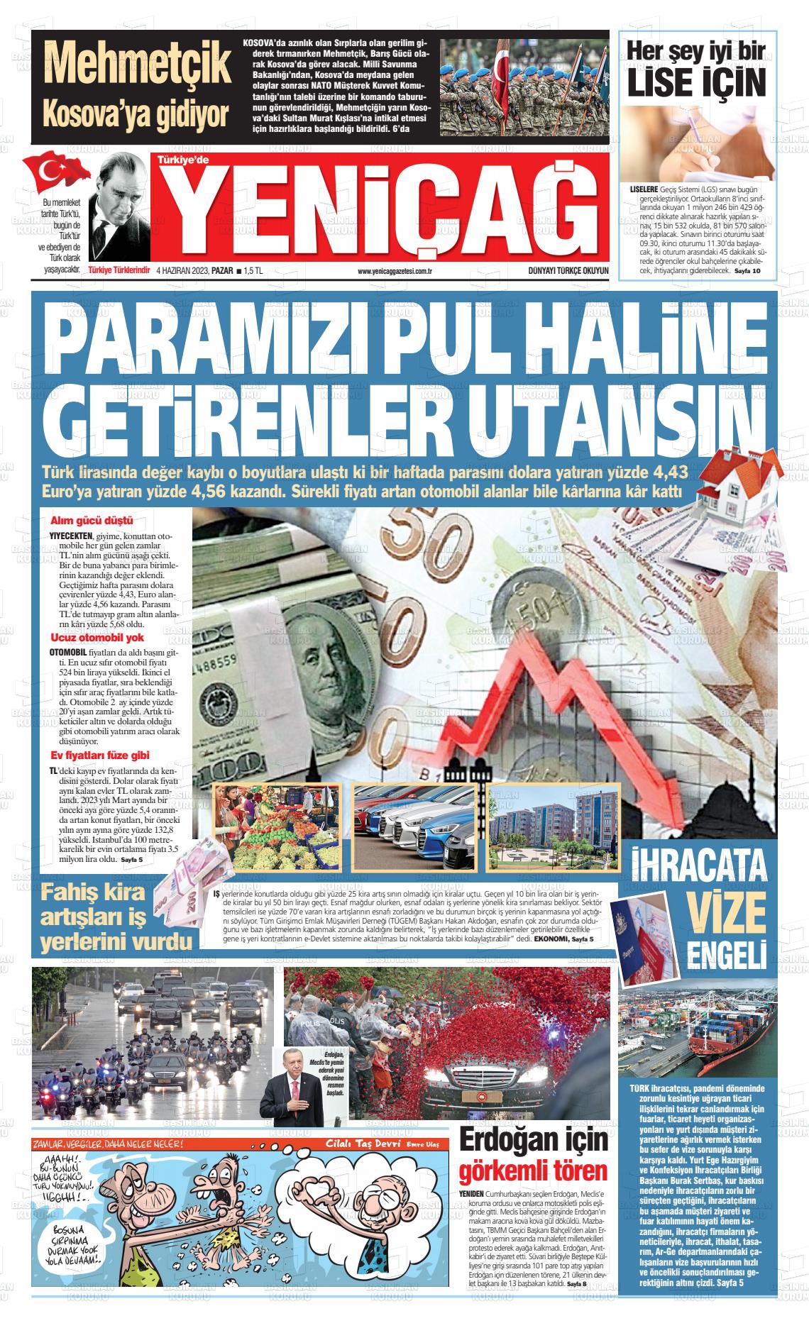 04 Haziran 2023 Yeniçağ Gazete Manşeti