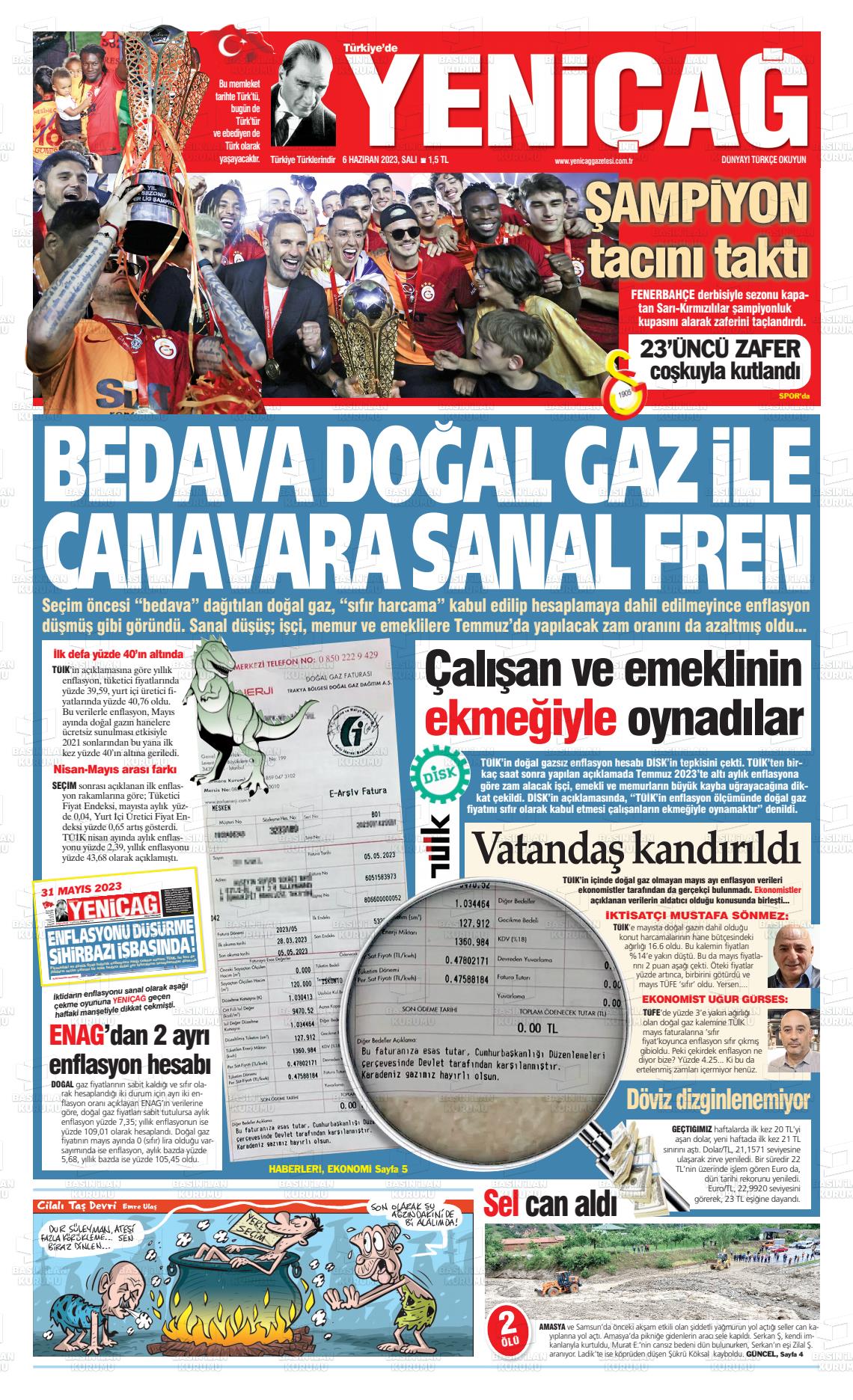 06 Haziran 2023 Yeniçağ Gazete Manşeti