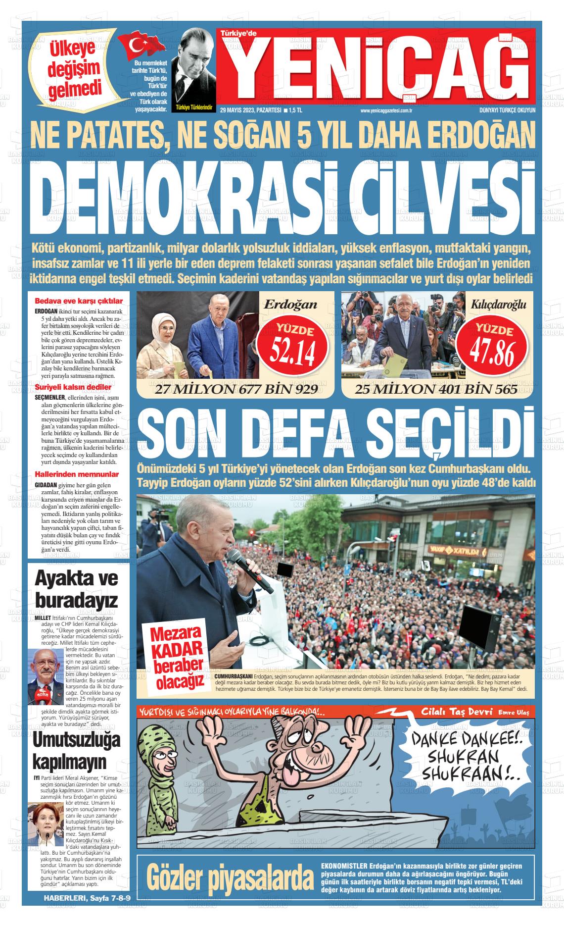 30 Mayıs 2023 Yeniçağ Gazete Manşeti